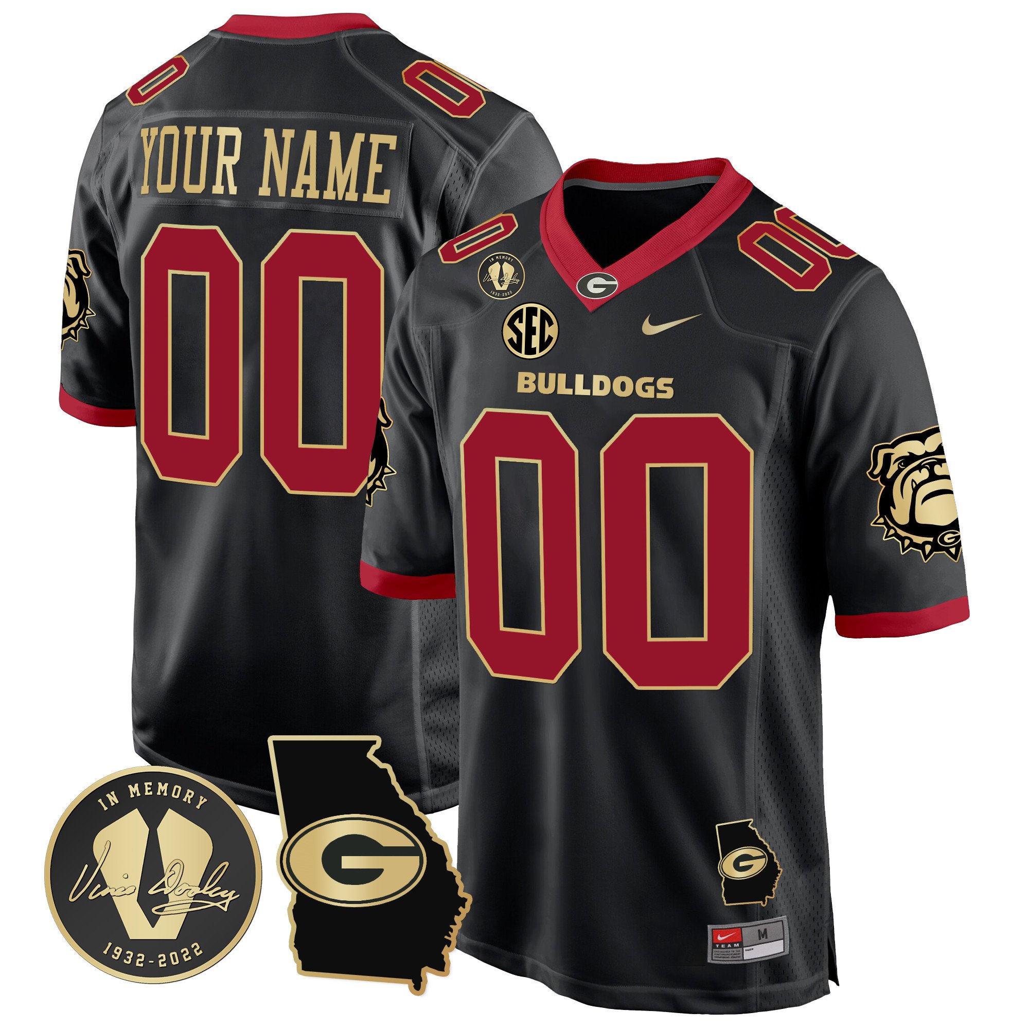 Georgia Bulldogs 2024 Georgia Map Patch Game Custom Jersey - All Stitched