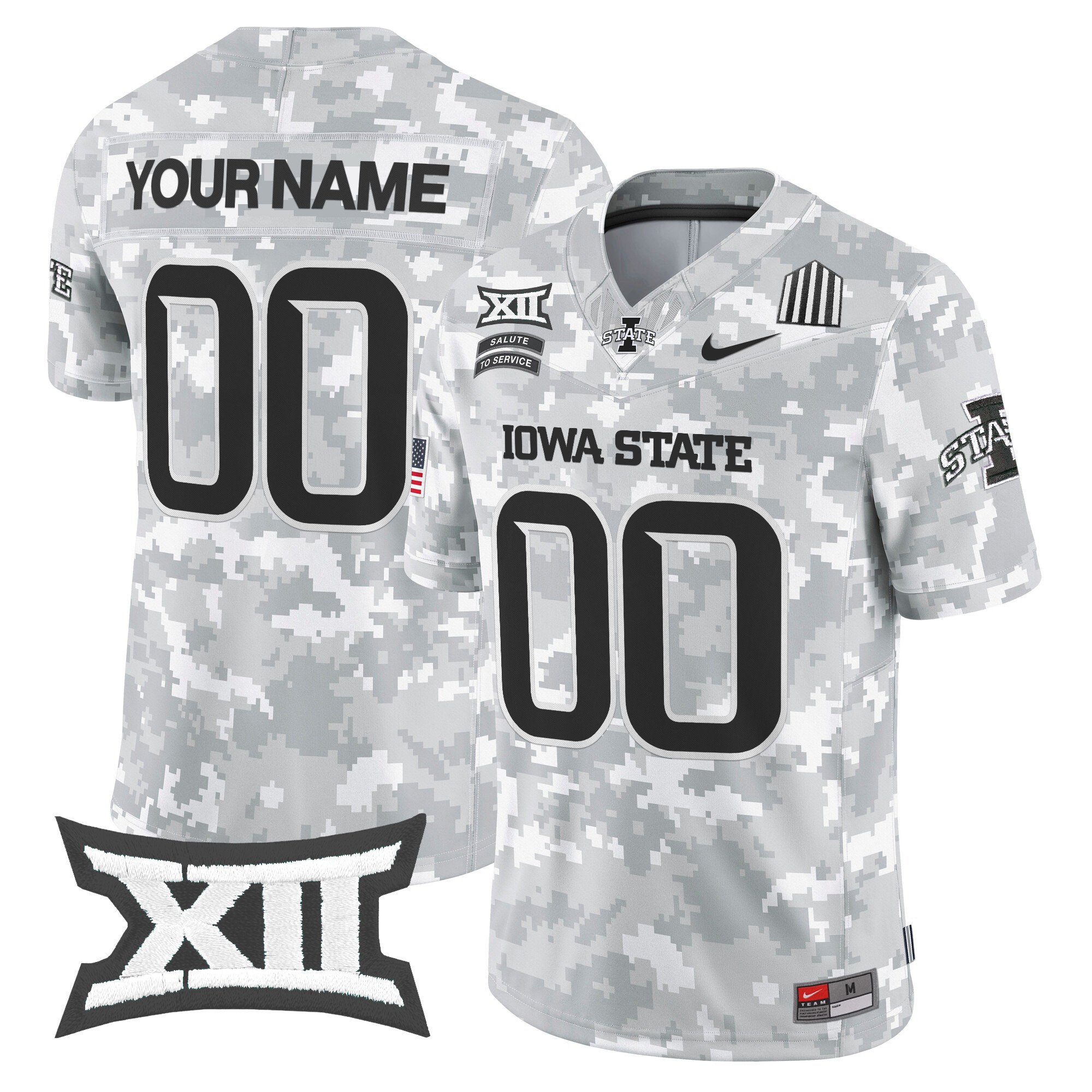 Iowa State Cyclones 2024 Salute to Service Vapor Limited Custom Jersey - Arctic Camo - All Stitched