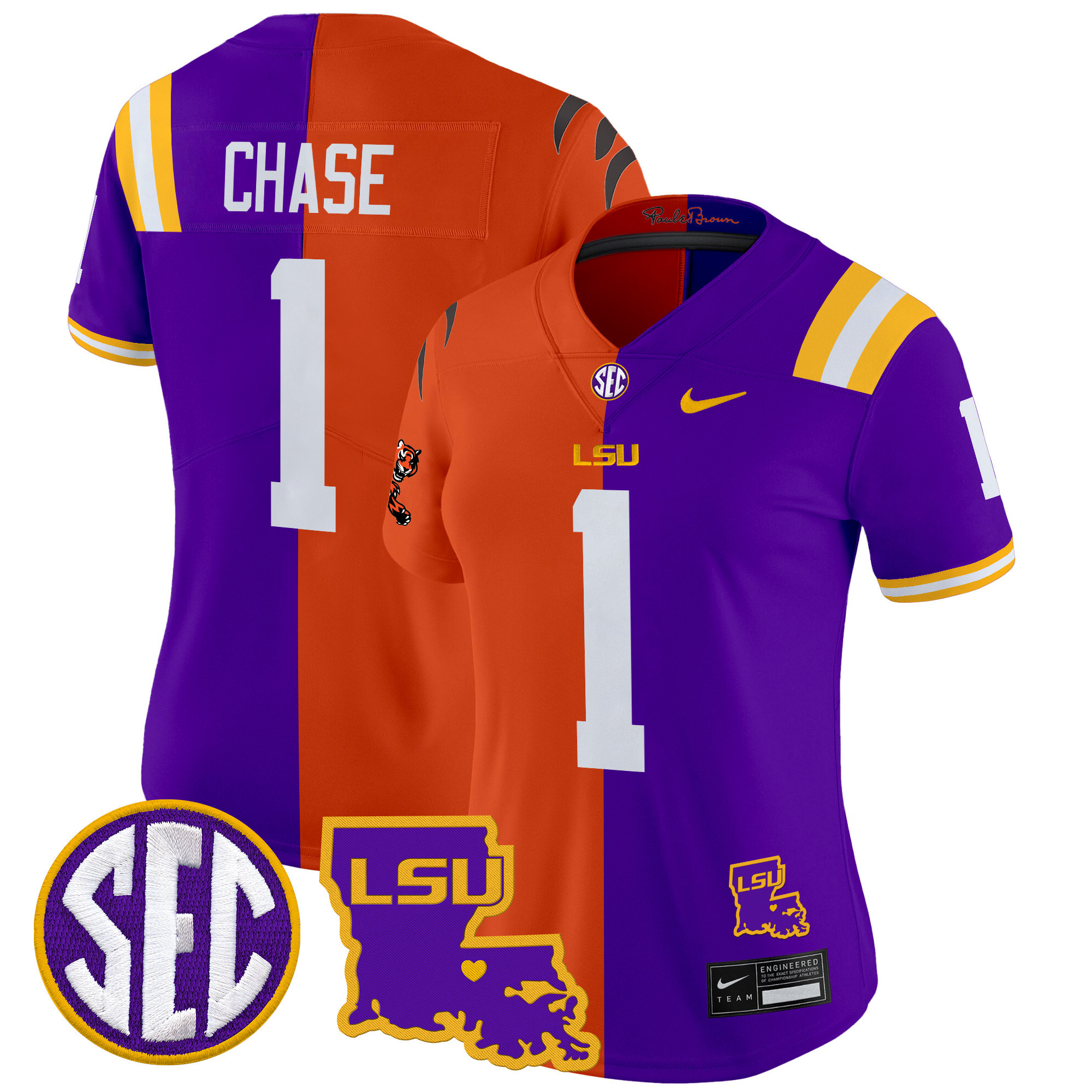 LSU Tiger Split Vapor Limited Jersey - All Stitched