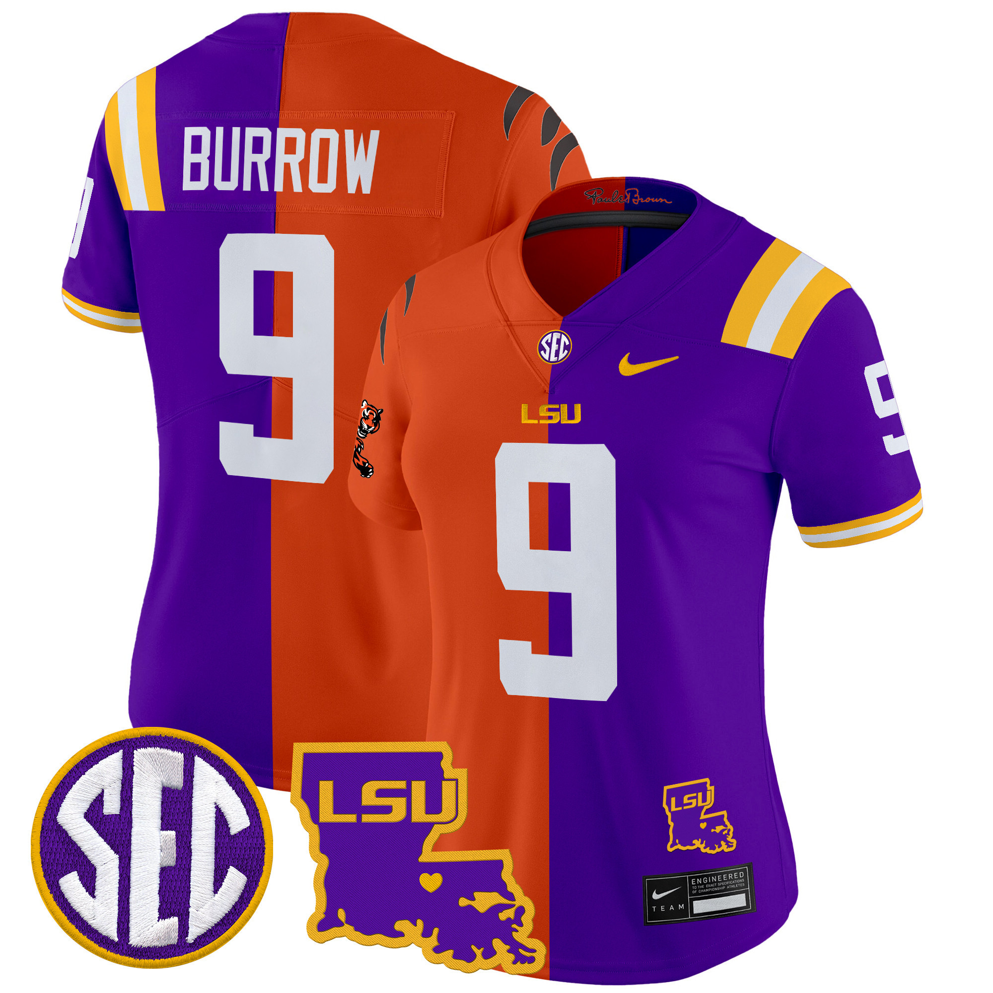 LSU Tiger Split Vapor Limited Jersey - All Stitched