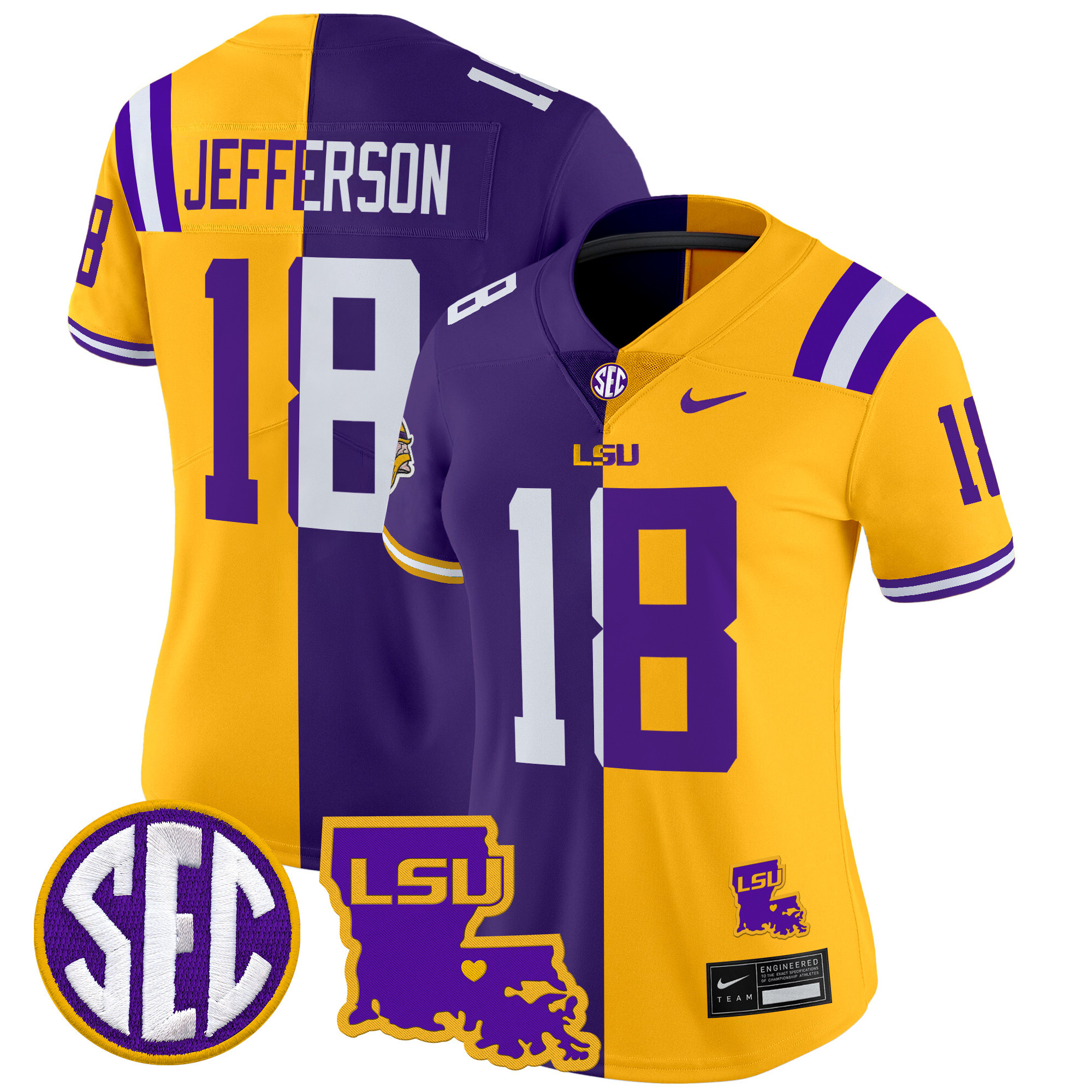 LSU Tiger Split Vapor Limited Jersey - All Stitched