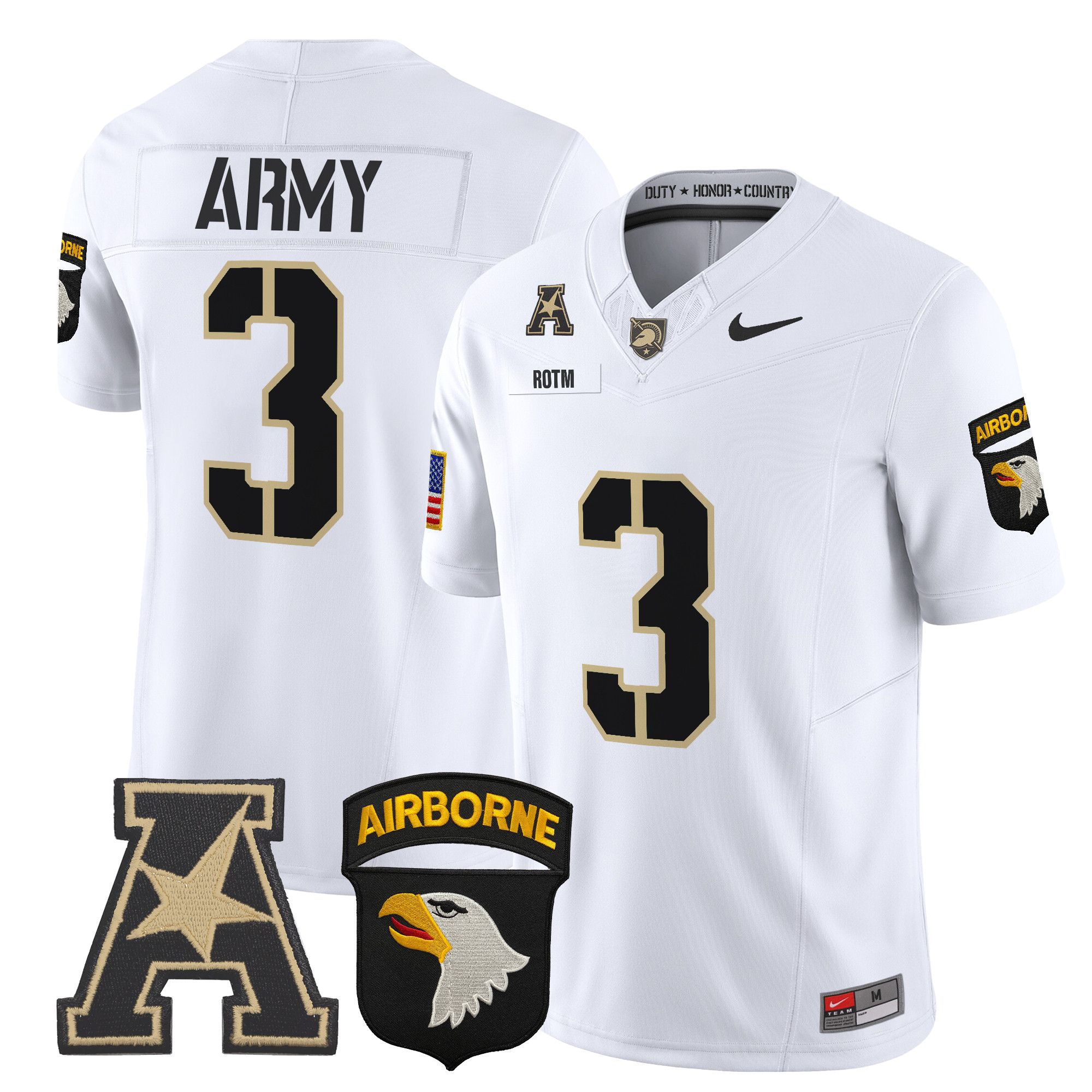Men's Army Black Knights 101st Airborne Division Patch 2024 Vapor Limited Jersey V2 - All Stitched