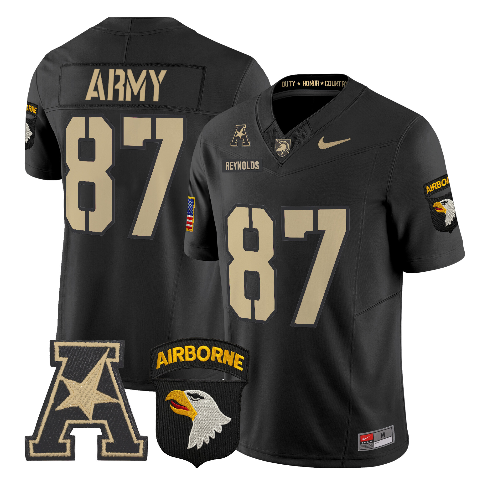 Men's Army Black Knights 101st Airborne Division Patch 2024 Vapor Limited Jersey V2 - All Stitched