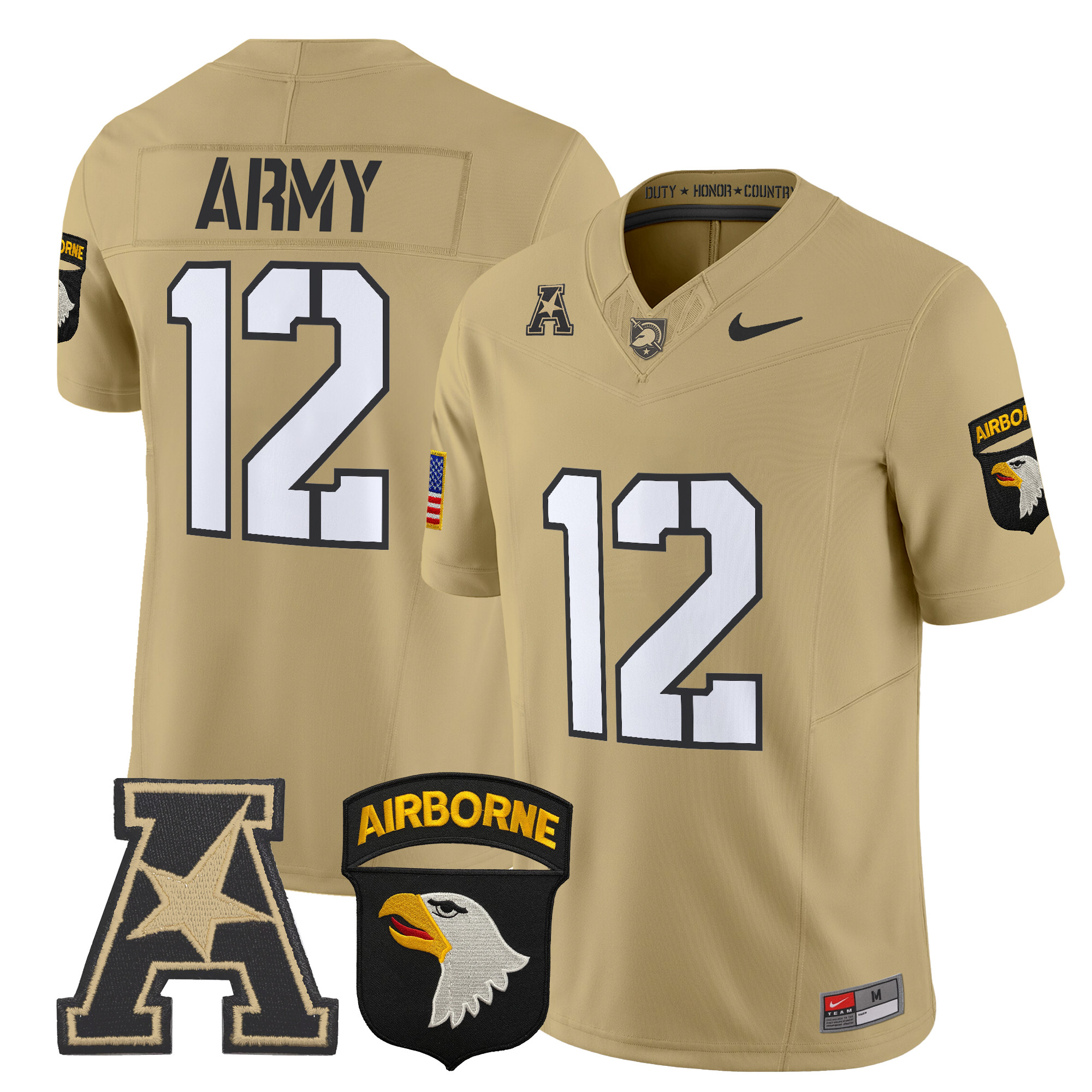 Men's Army Black Knights 101st Airborne Division Patch 2024 Vapor Limited Jersey V2 - All Stitched