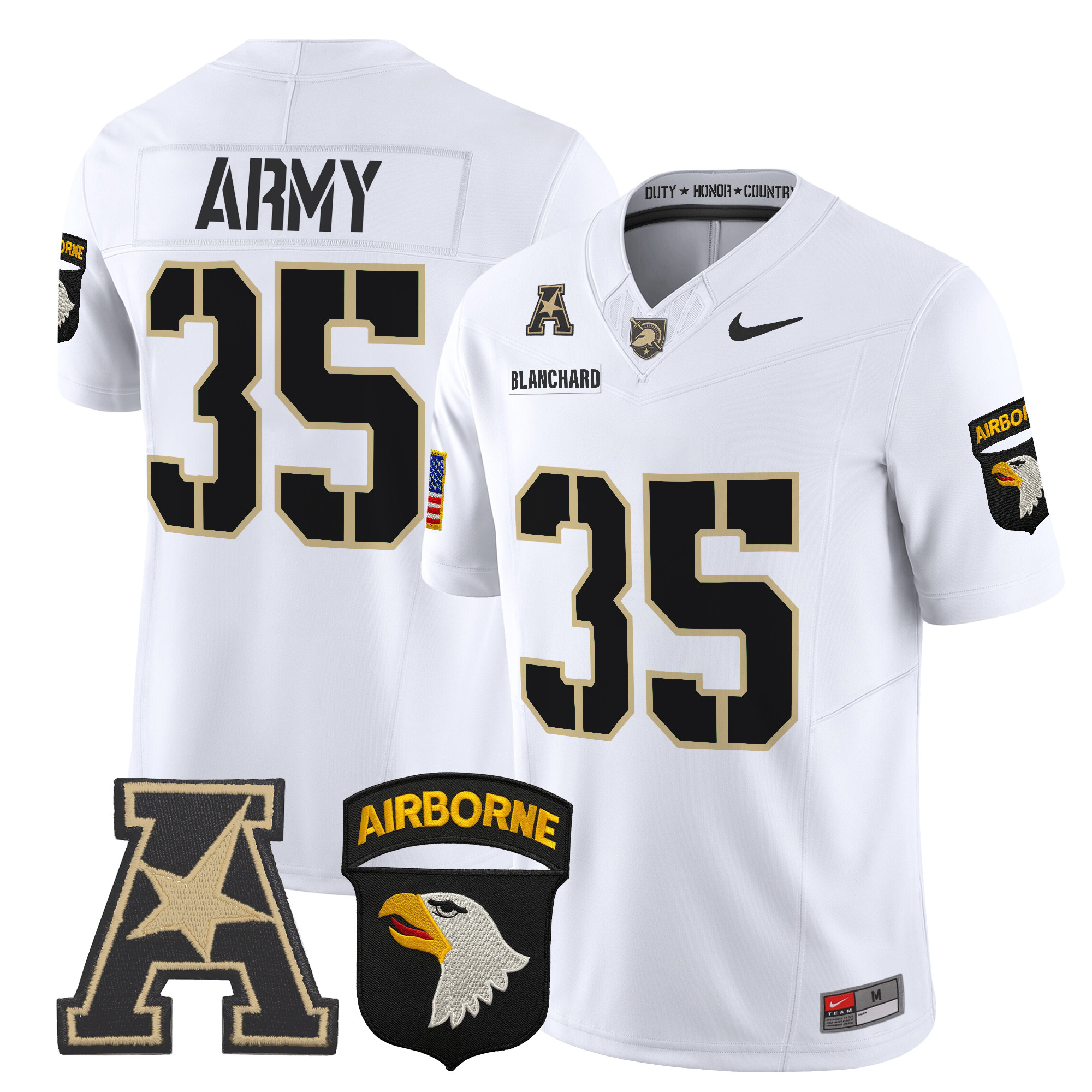 Men's Army Black Knights 101st Airborne Division Patch 2024 Vapor Limited Jersey V2 - All Stitched