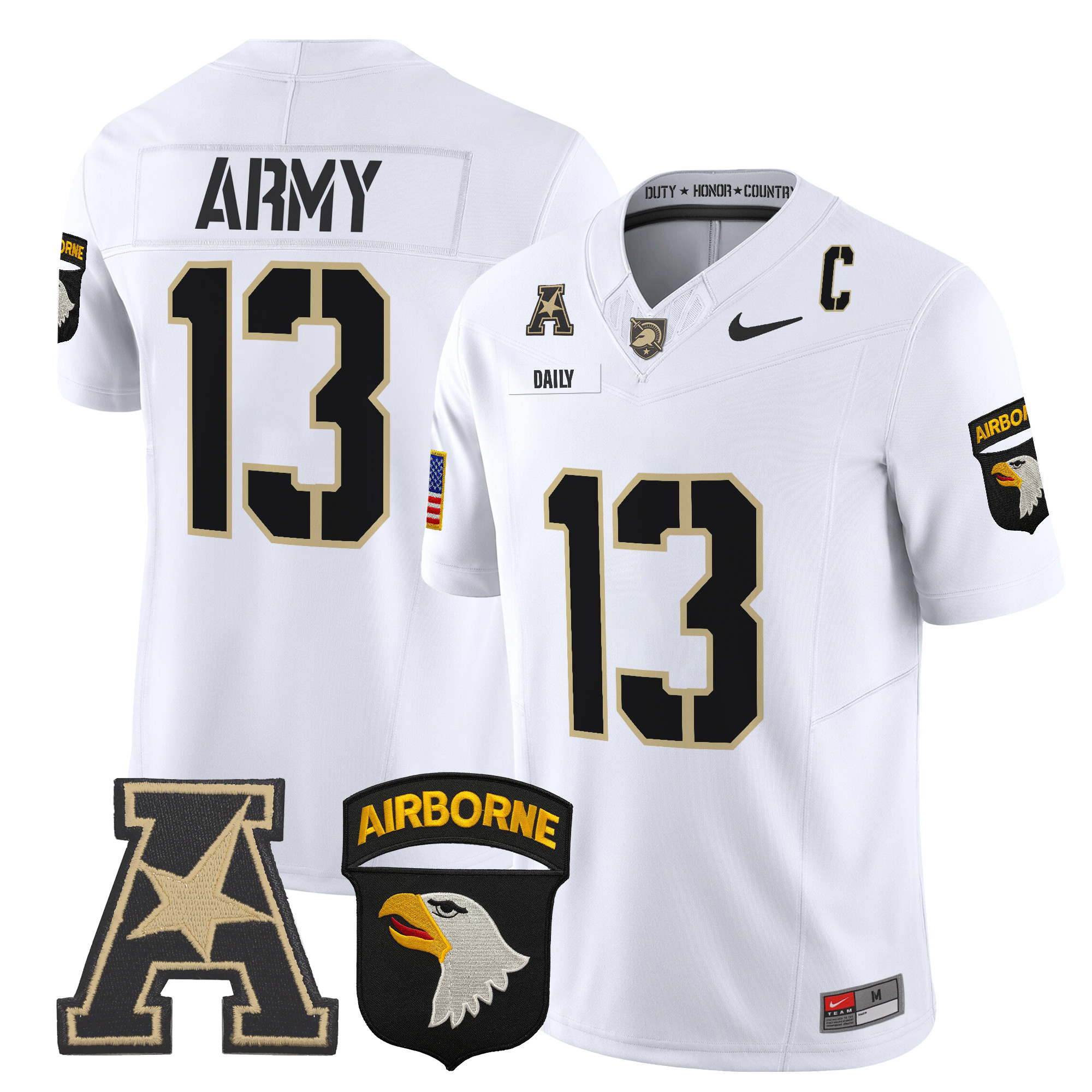 Men's Army Black Knights 101st Airborne Division Patch 2024 Vapor Limited Jersey V2 - All Stitched