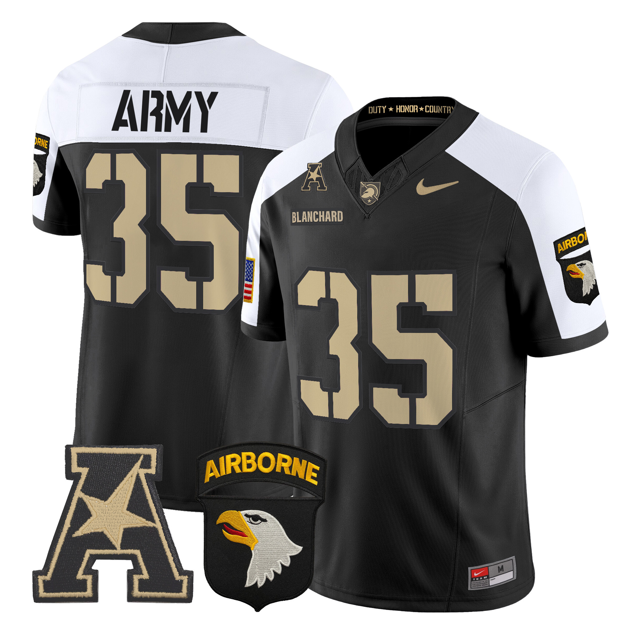 Men's Army Black Knights 101st Airborne Division Patch 2024 Vapor Limited Jersey V2 - All Stitched
