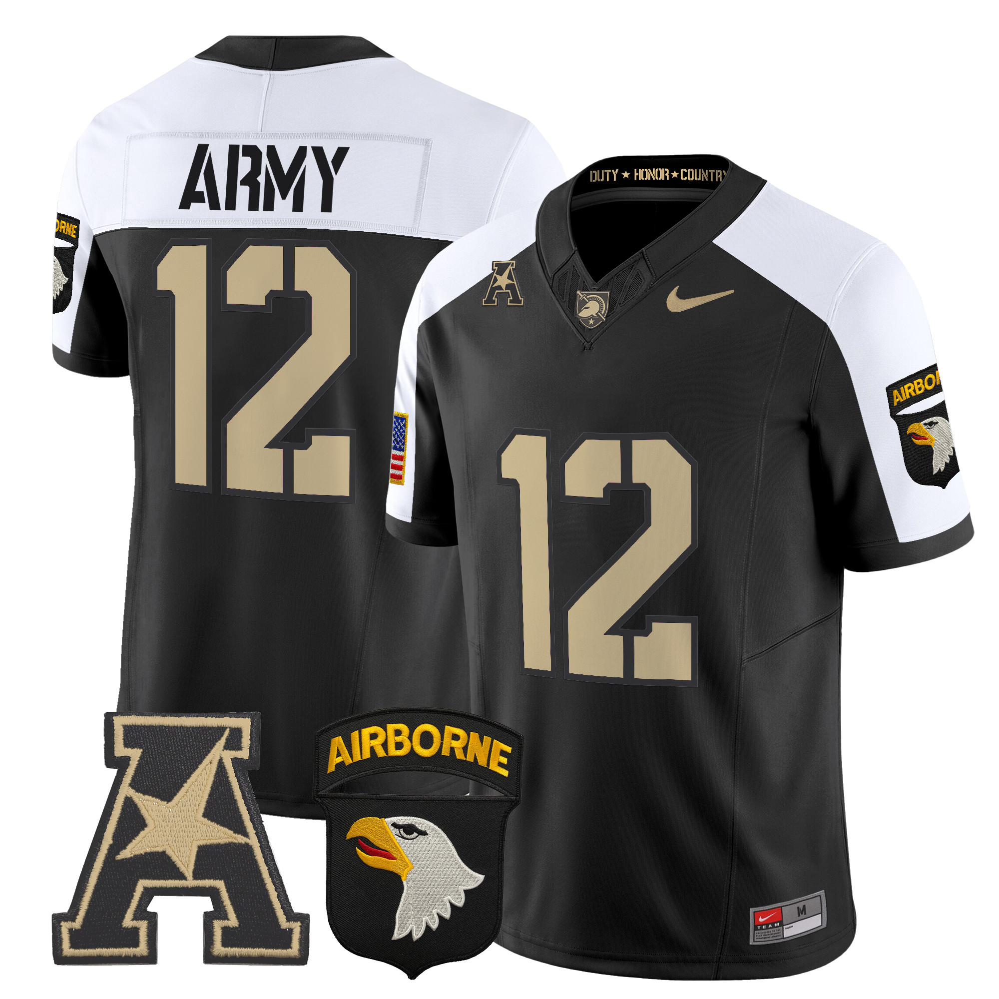 Men's Army Black Knights 101st Airborne Division Patch 2024 Vapor Limited Jersey V2 - All Stitched