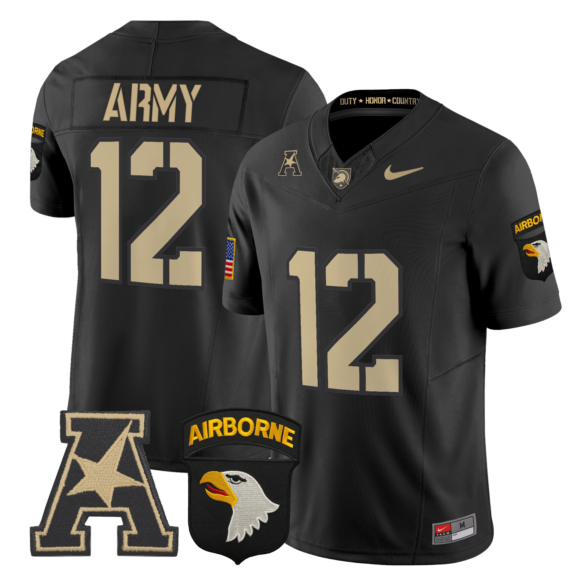 Men's Army Black Knights 101st Airborne Division Patch 2024 Vapor Limited Jersey V2 - All Stitched