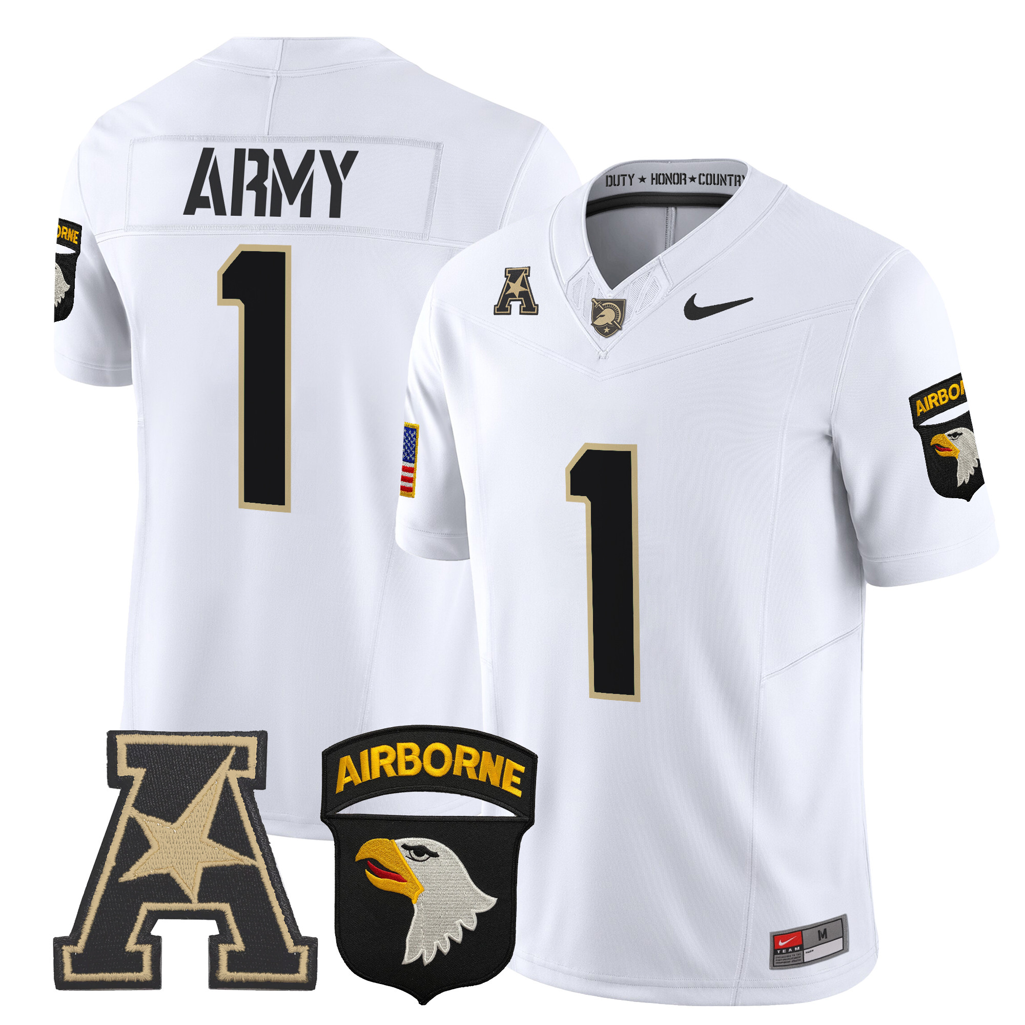 Men's Army Black Knights 101st Airborne Division Patch 2024 Vapor Limited Jersey V2 - All Stitched