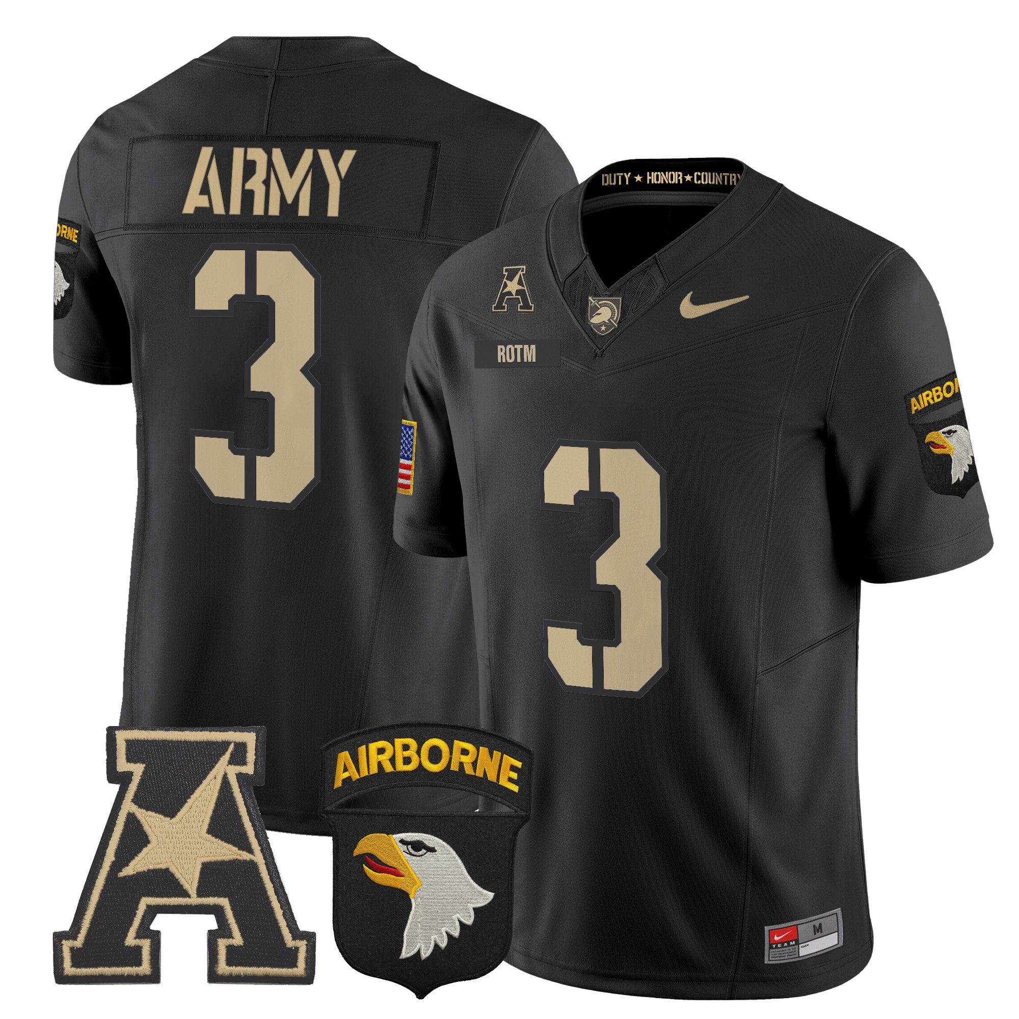 Men's Army Black Knights 101st Airborne Division Patch 2024 Vapor Limited Jersey V2 - All Stitched