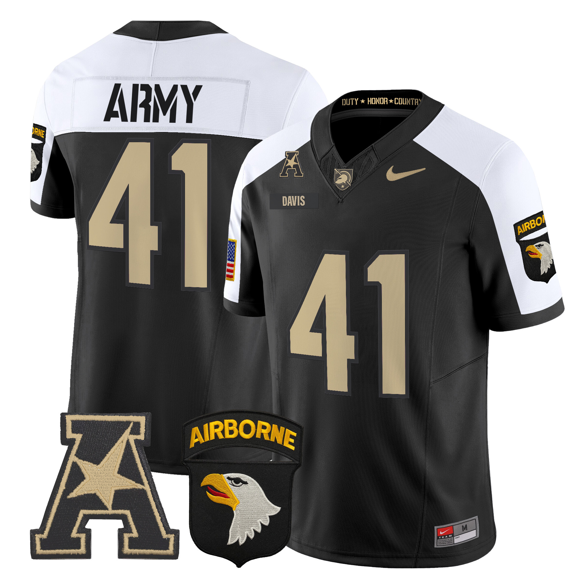 Men's Army Black Knights 101st Airborne Division Patch 2024 Vapor Limited Jersey V2 - All Stitched