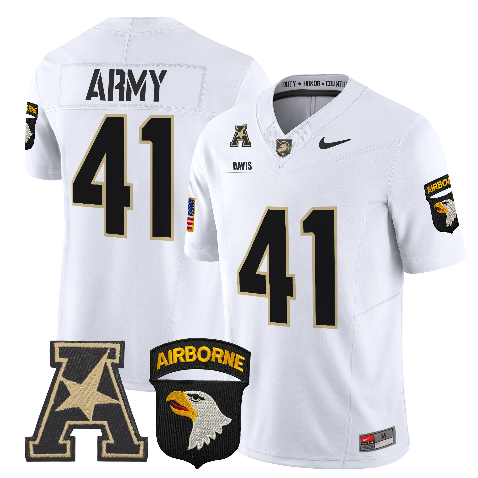 Men's Army Black Knights 101st Airborne Division Patch 2024 Vapor Limited Jersey V2 - All Stitched