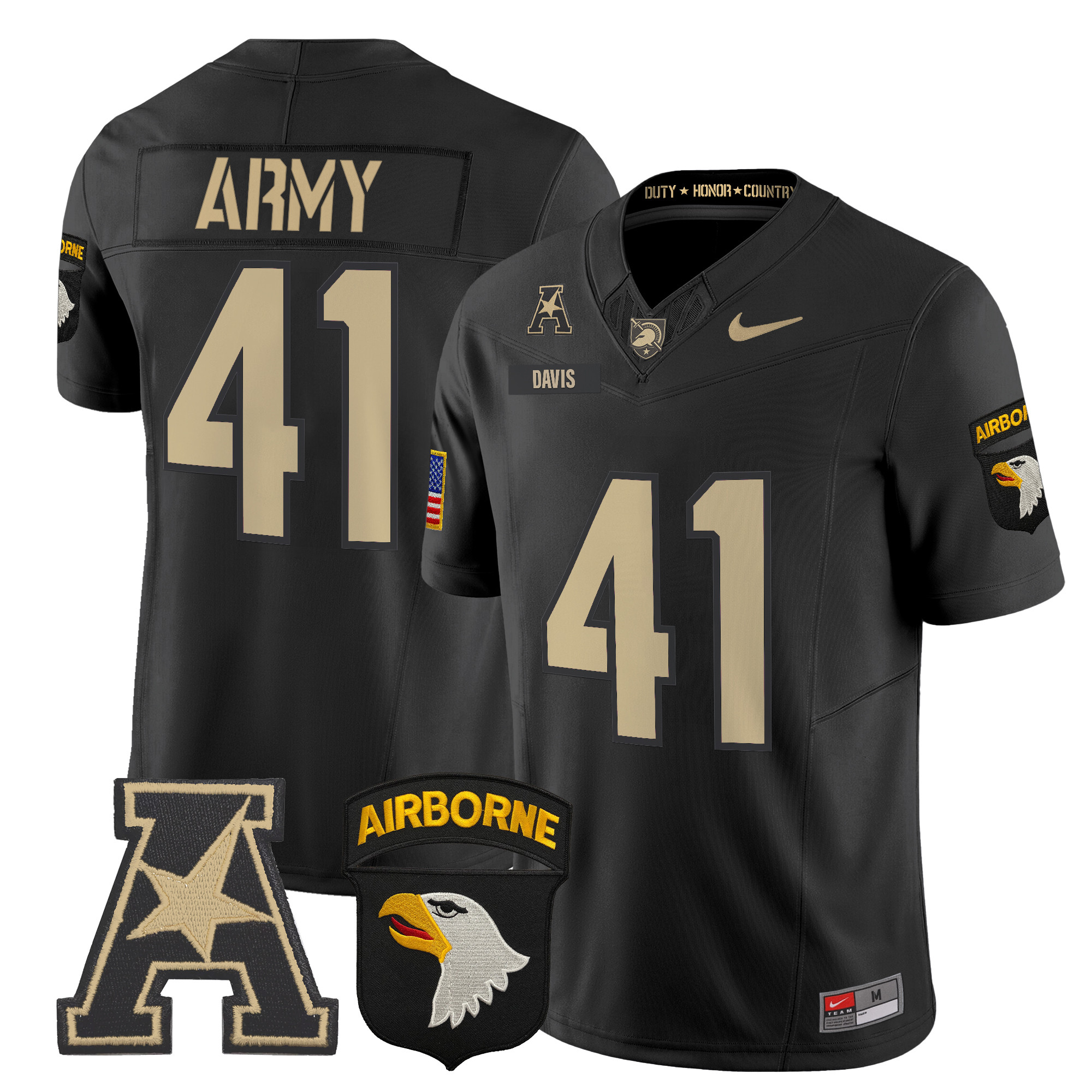 Men's Army Black Knights 101st Airborne Division Patch 2024 Vapor Limited Jersey V2 - All Stitched