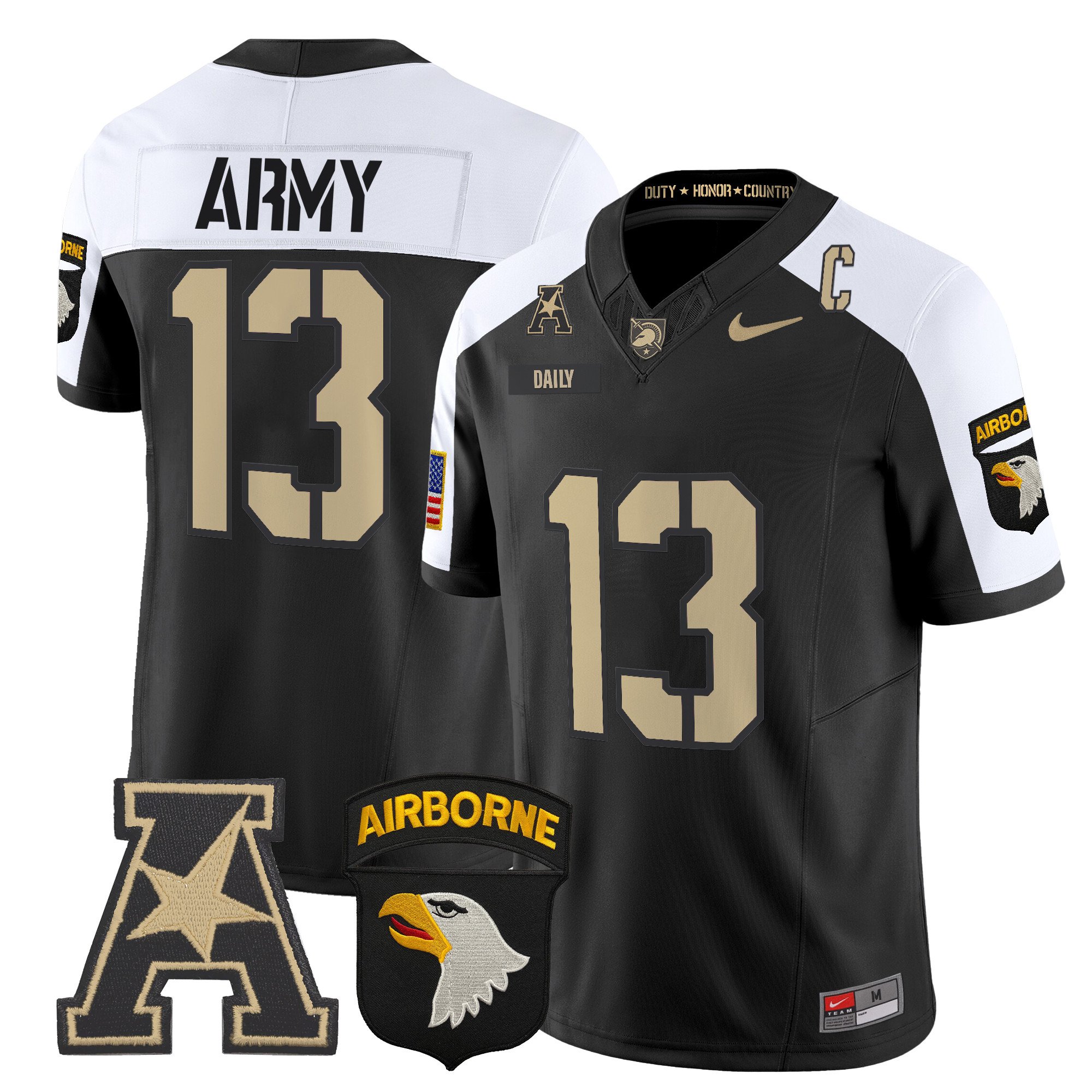 Men's Army Black Knights 101st Airborne Division Patch 2024 Vapor Limited Jersey V2 - All Stitched