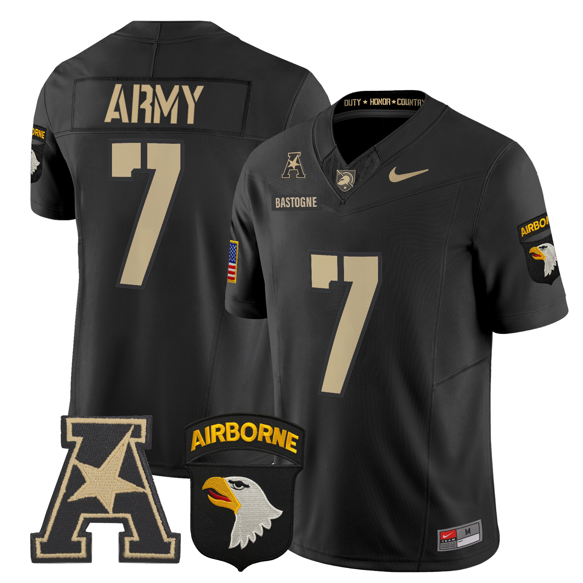 Men's Army Black Knights 101st Airborne Division Patch 2024 Vapor Limited Jersey V2 - All Stitched