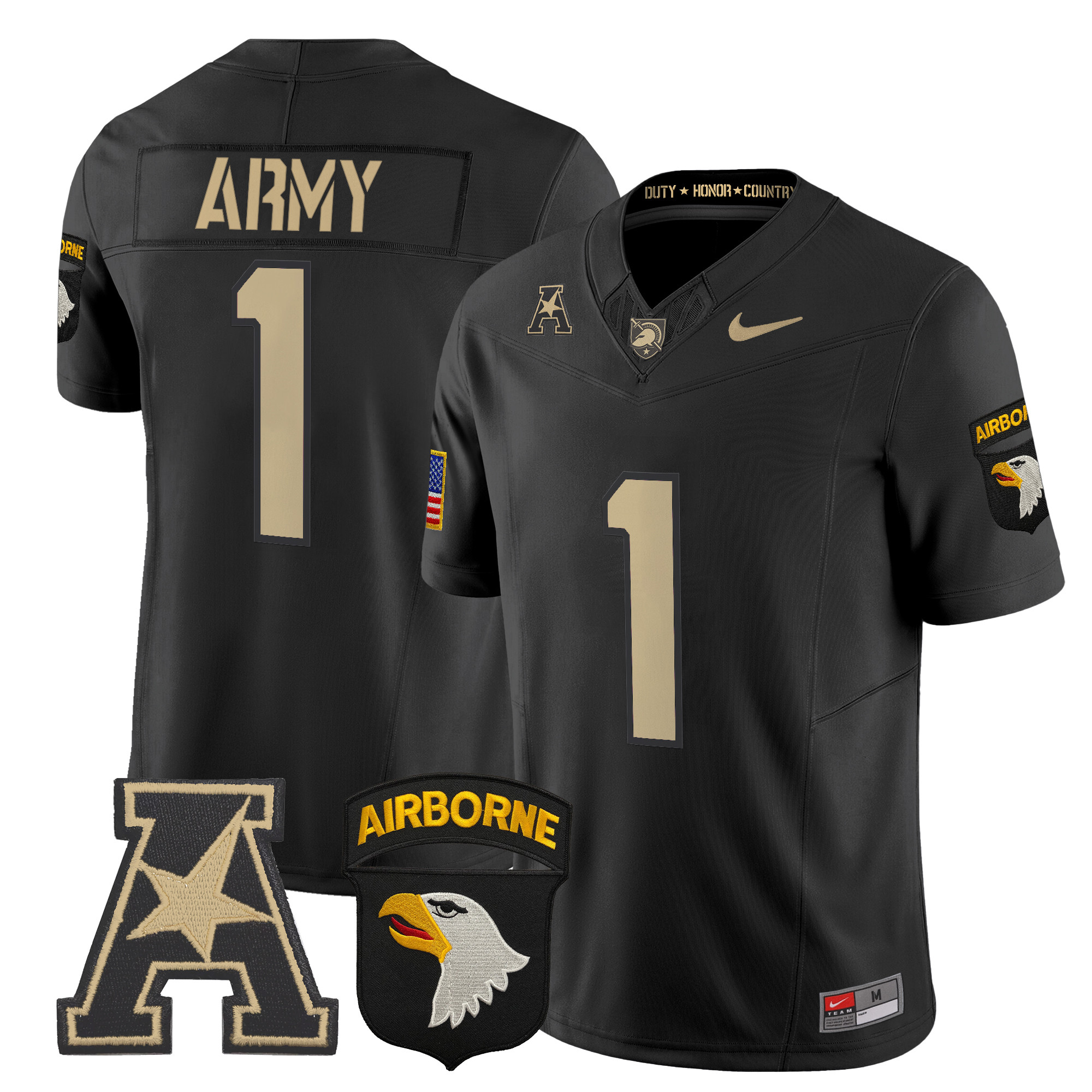 Men's Army Black Knights 101st Airborne Division Patch 2024 Vapor Limited Jersey V2 - All Stitched
