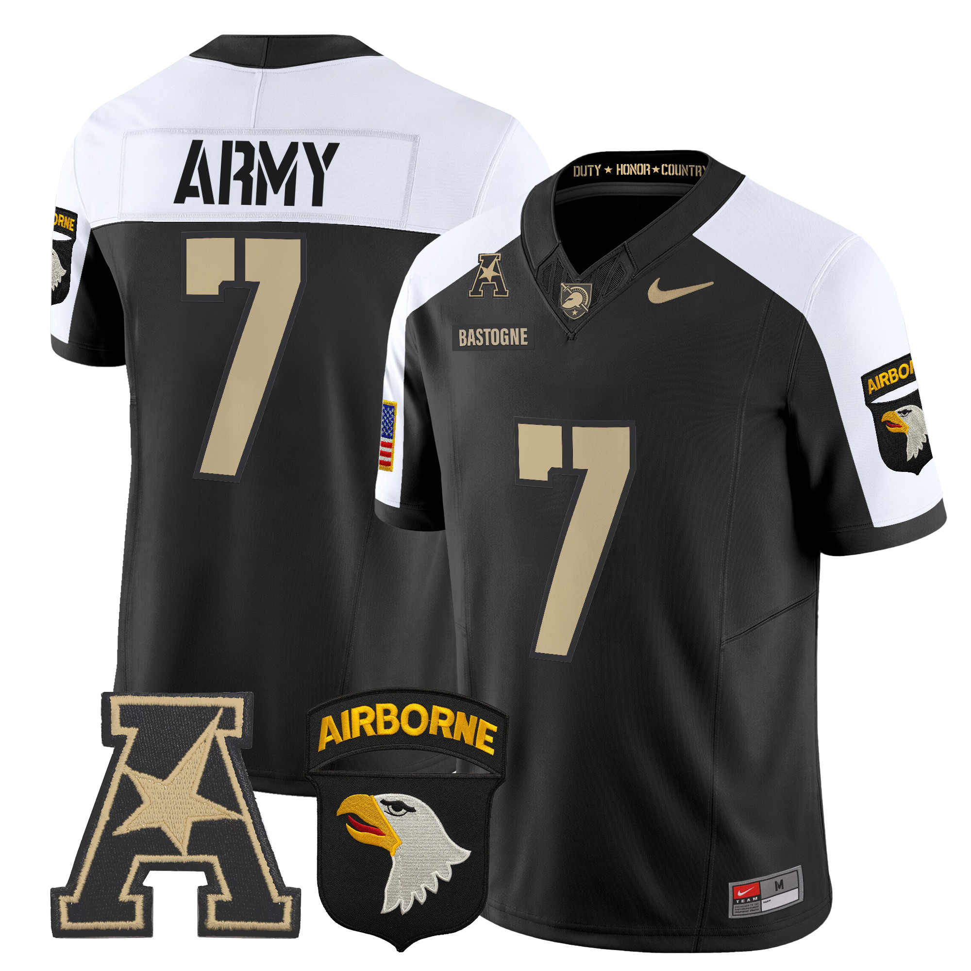 Men's Army Black Knights 101st Airborne Division Patch 2024 Vapor Limited Jersey V2 - All Stitched