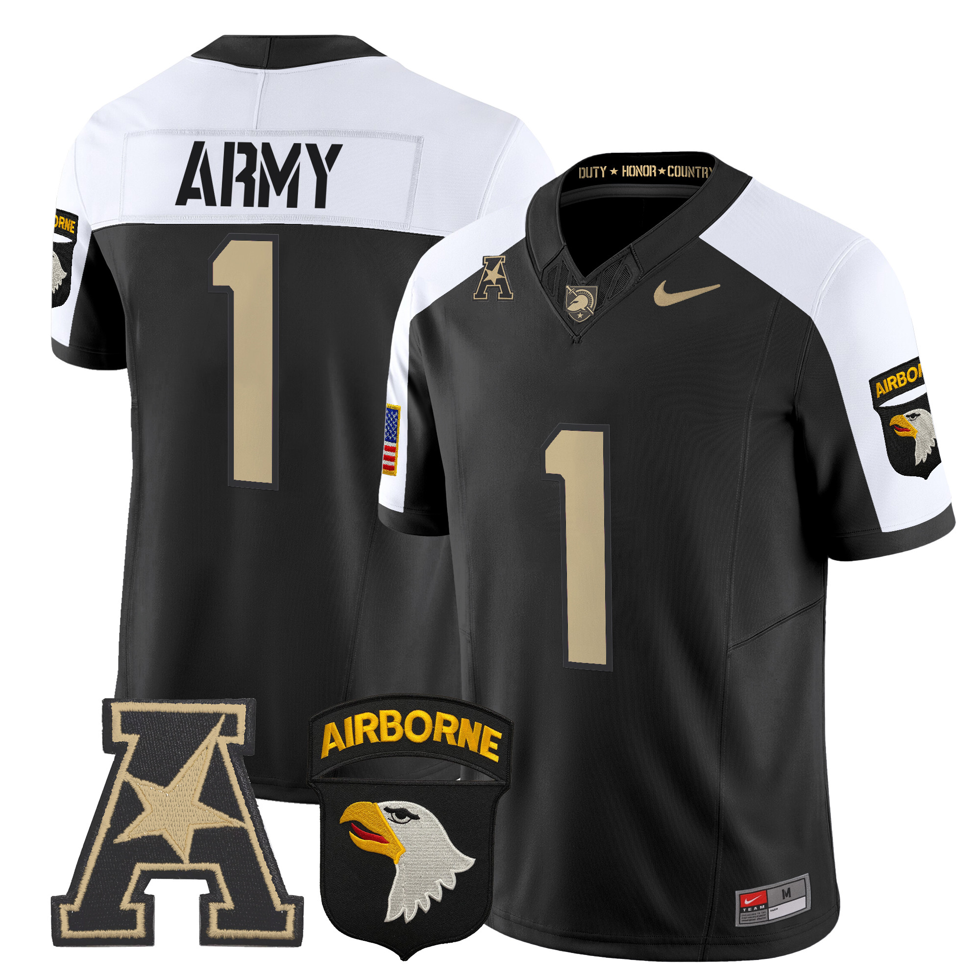 Men's Army Black Knights 101st Airborne Division Patch 2024 Vapor Limited Jersey V2 - All Stitched