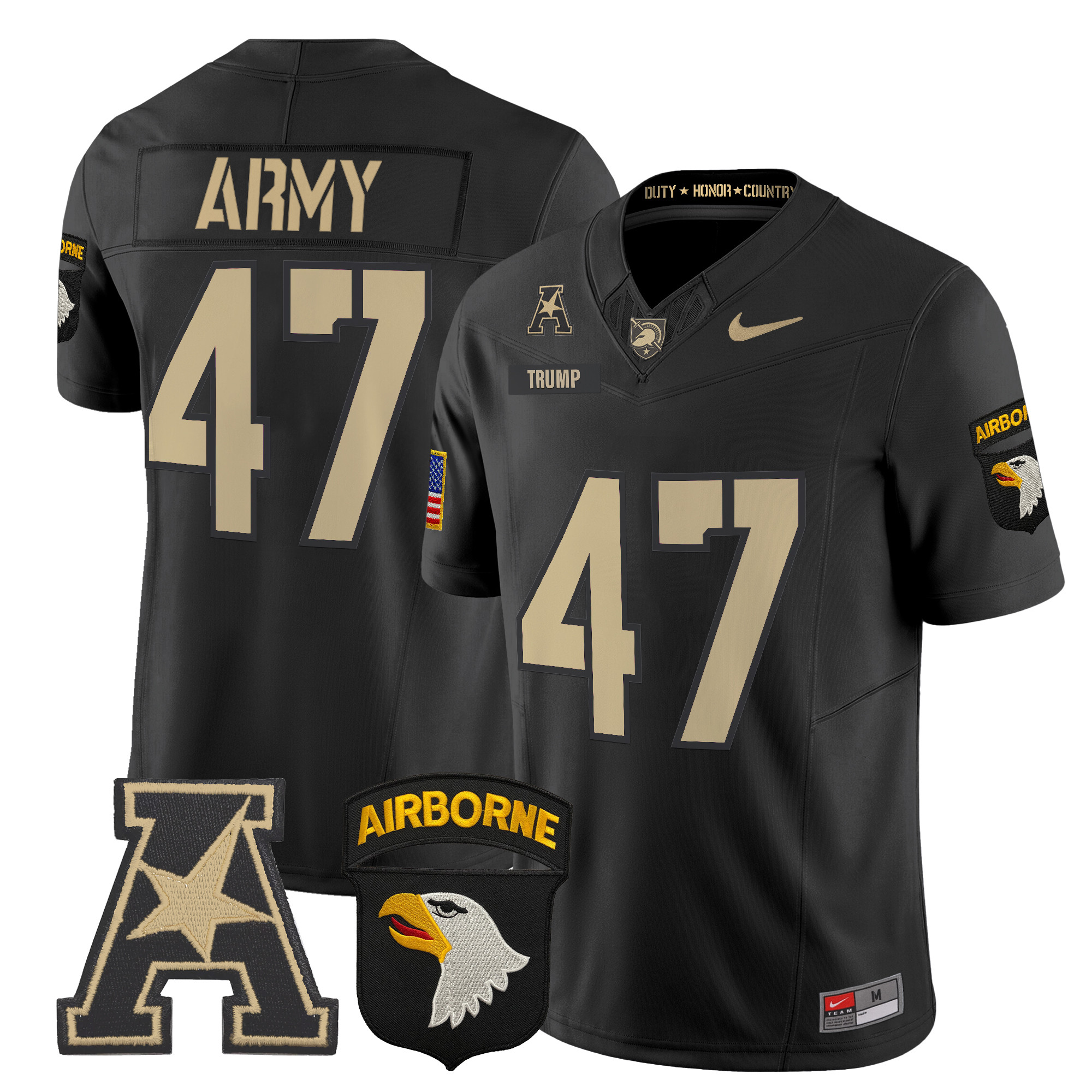 Men's Army Black Knights 101st Airborne Division Patch 2024 Vapor Limited Jersey V2 - All Stitched