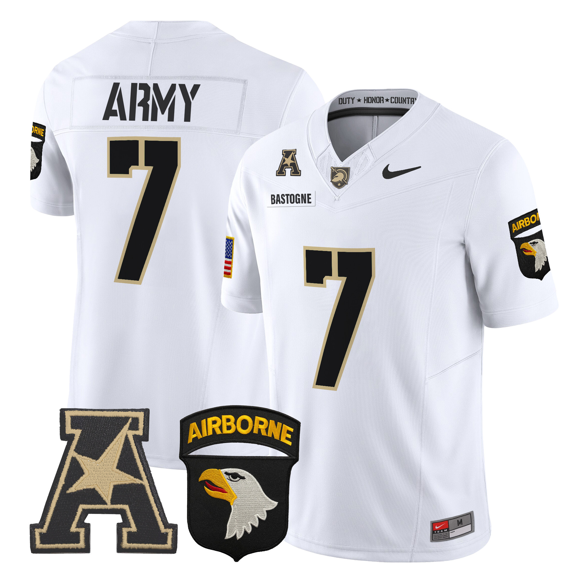 Men's Army Black Knights 101st Airborne Division Patch 2024 Vapor Limited Jersey V2 - All Stitched