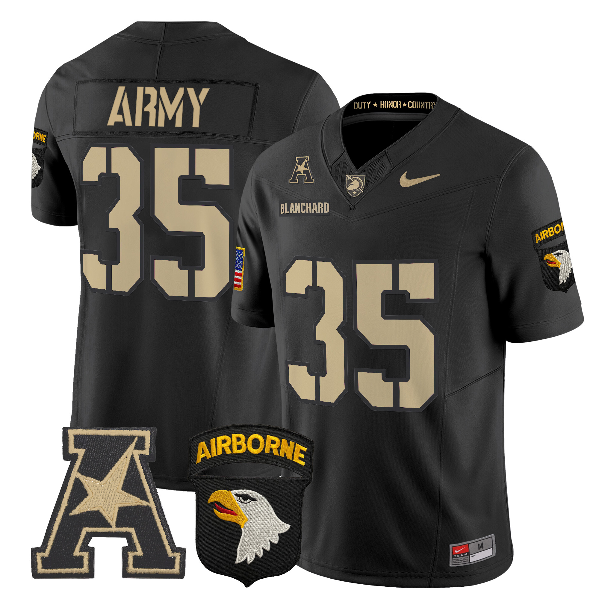 Men's Army Black Knights 101st Airborne Division Patch 2024 Vapor Limited Jersey V2 - All Stitched