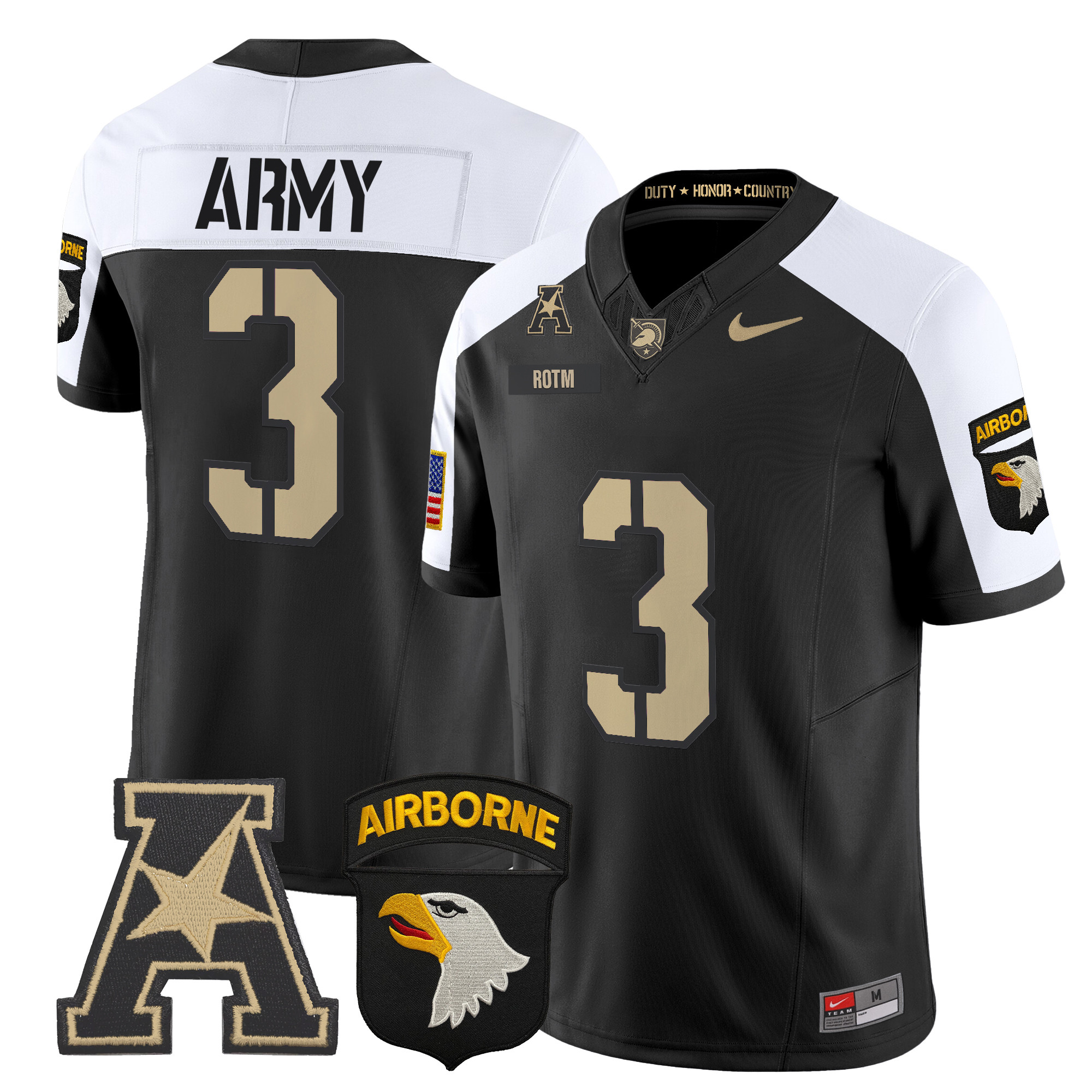 Men's Army Black Knights 101st Airborne Division Patch 2024 Vapor Limited Jersey V2 - All Stitched
