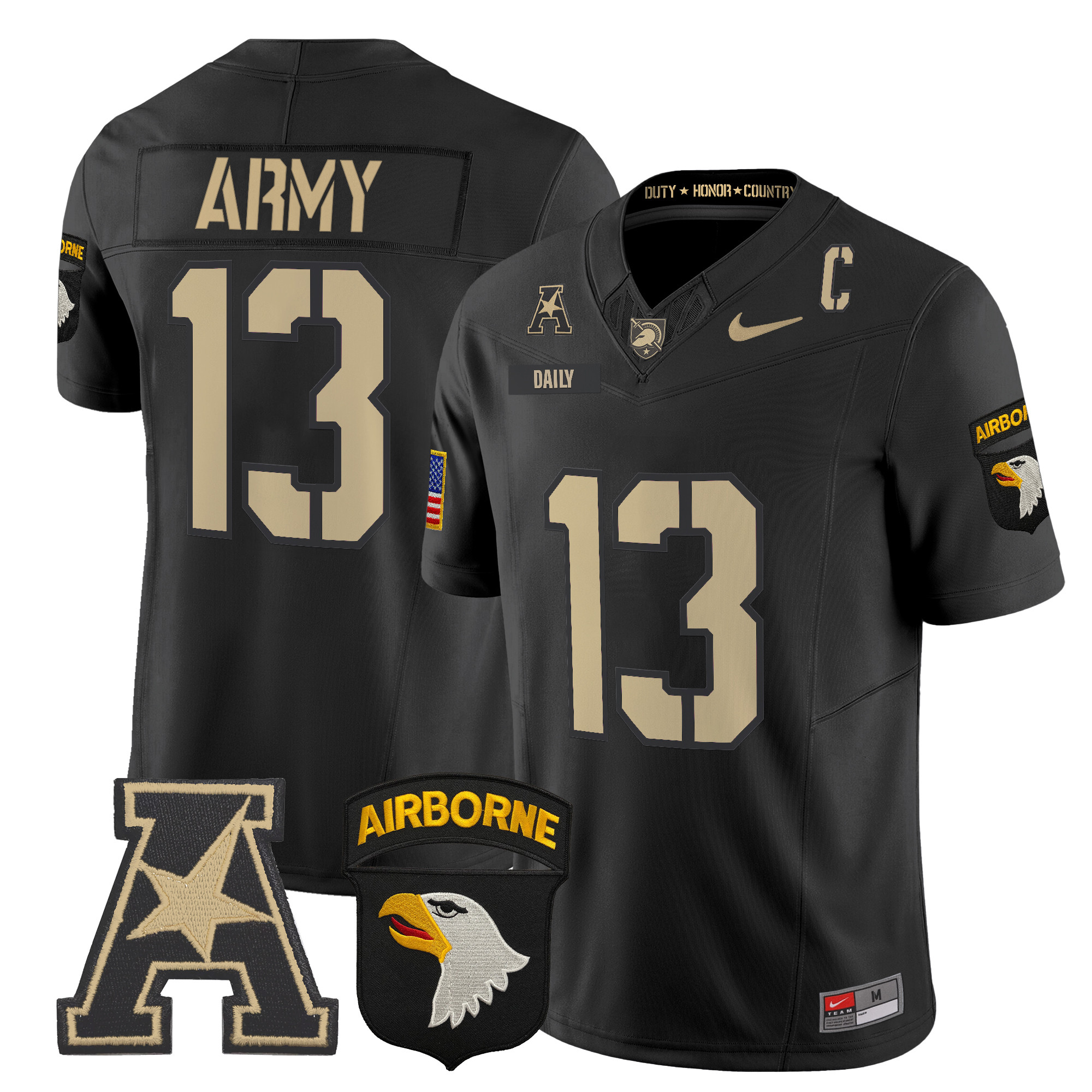Men's Army Black Knights 101st Airborne Division Patch 2024 Vapor Limited Jersey V2 - All Stitched