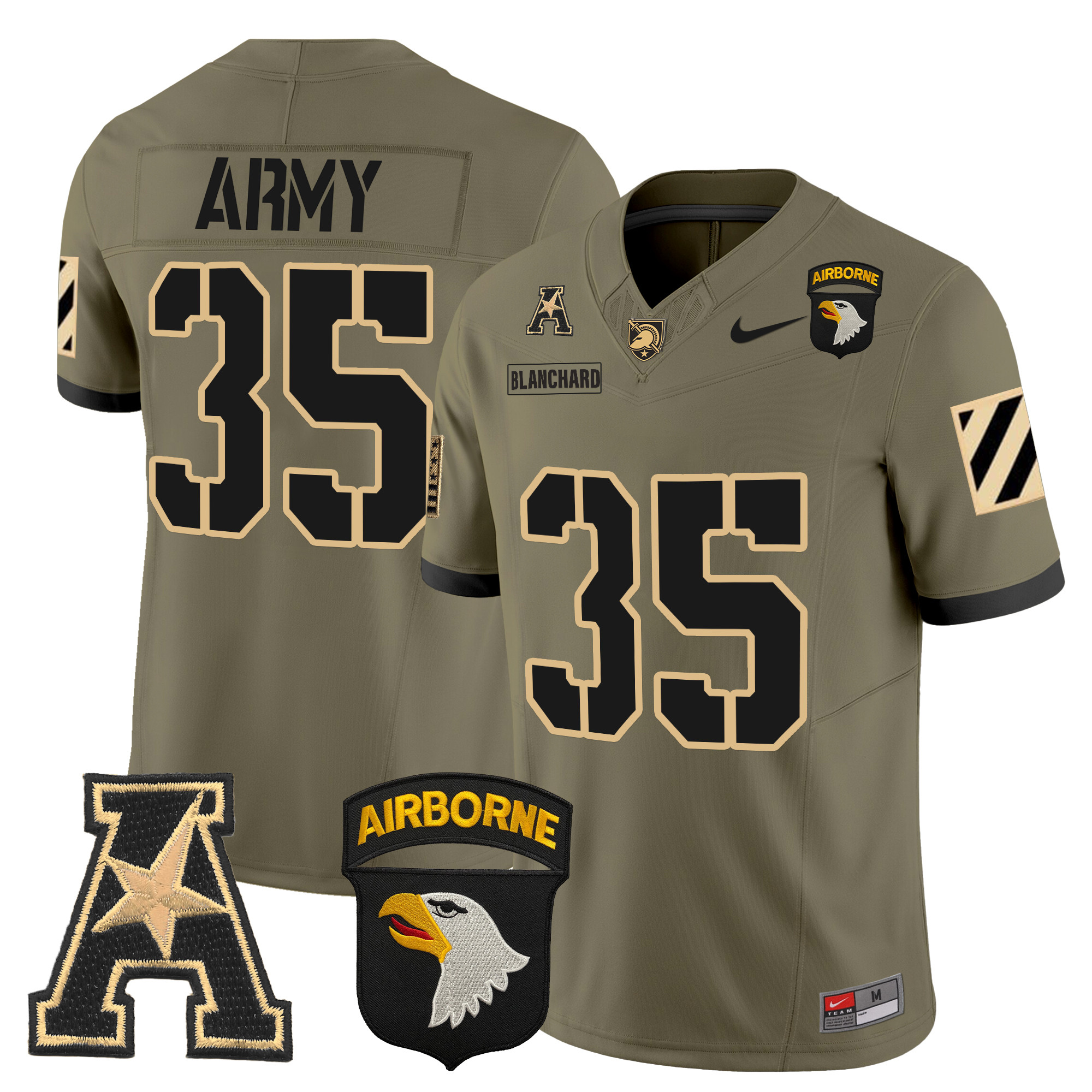 Men's Army Black Knights 101st Airborne Division Patch 2024 Vapor Limited Jersey V3 - All Stitched