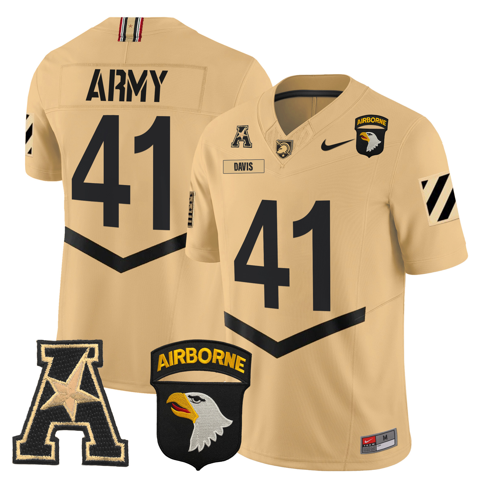 Men's Army Black Knights 101st Airborne Division Patch 2024 Vapor Limited Jersey V3 - All Stitched