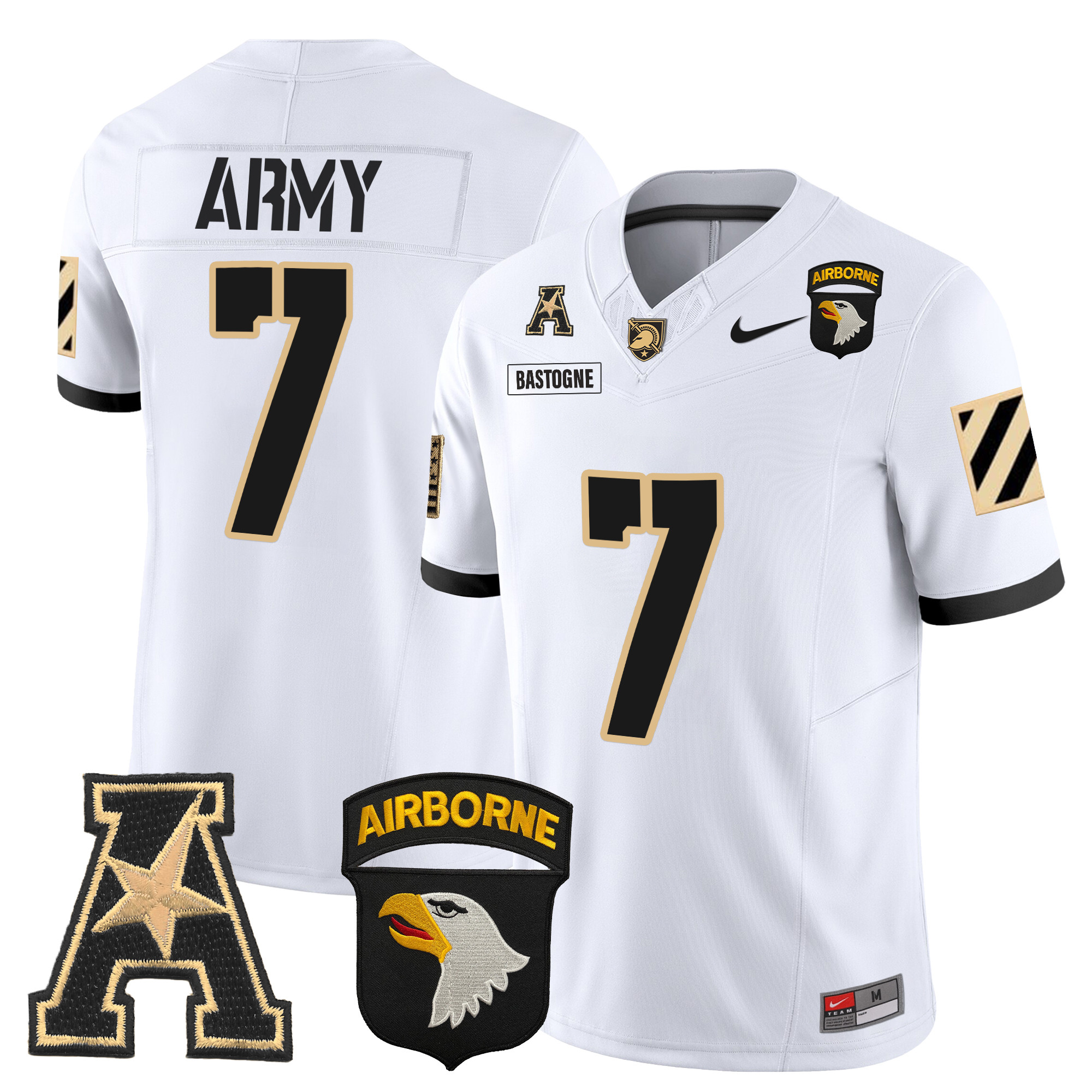 Men's Army Black Knights 101st Airborne Division Patch 2024 Vapor Limited Jersey V3 - All Stitched
