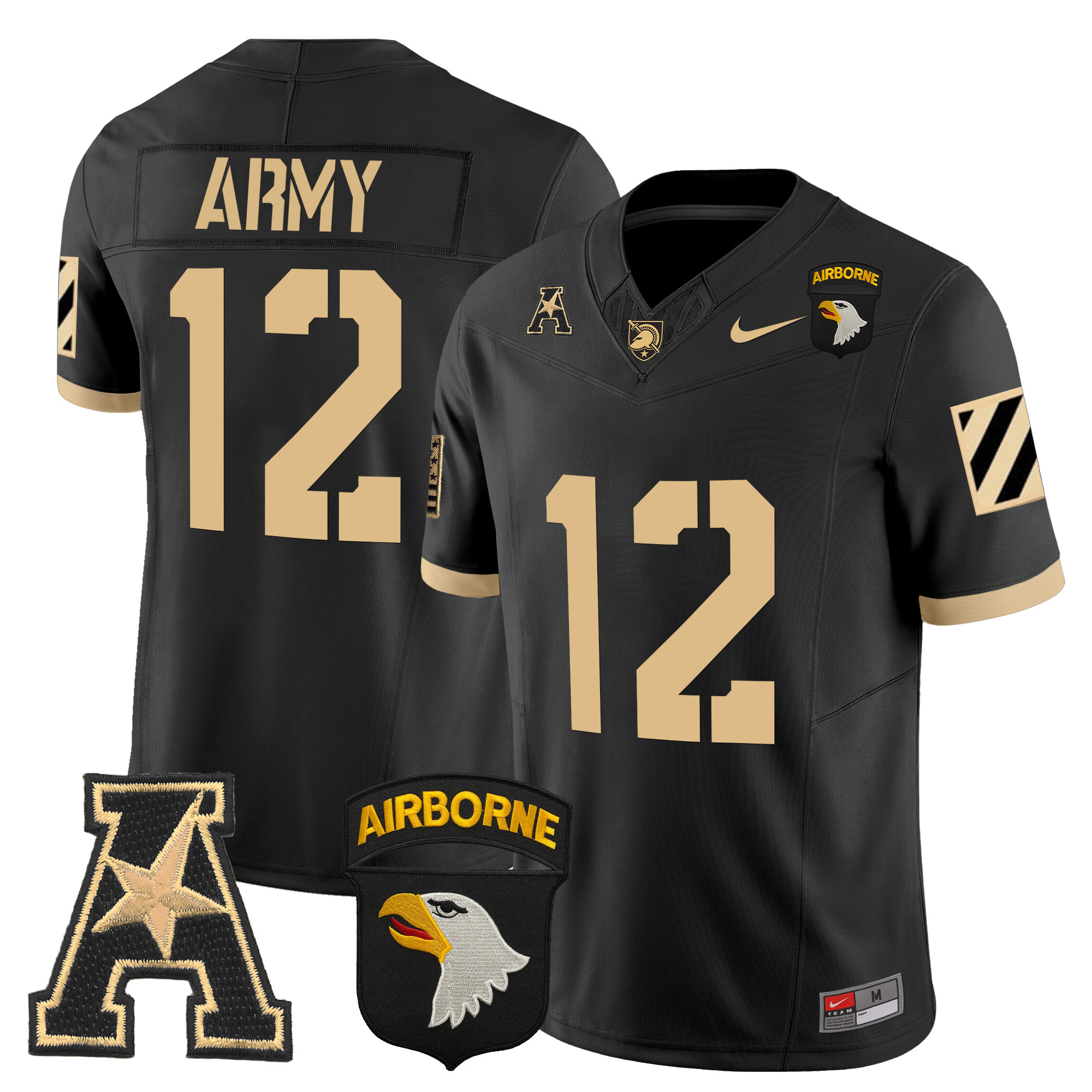 Men's Army Black Knights 101st Airborne Division Patch 2024 Vapor Limited Jersey V3 - All Stitched