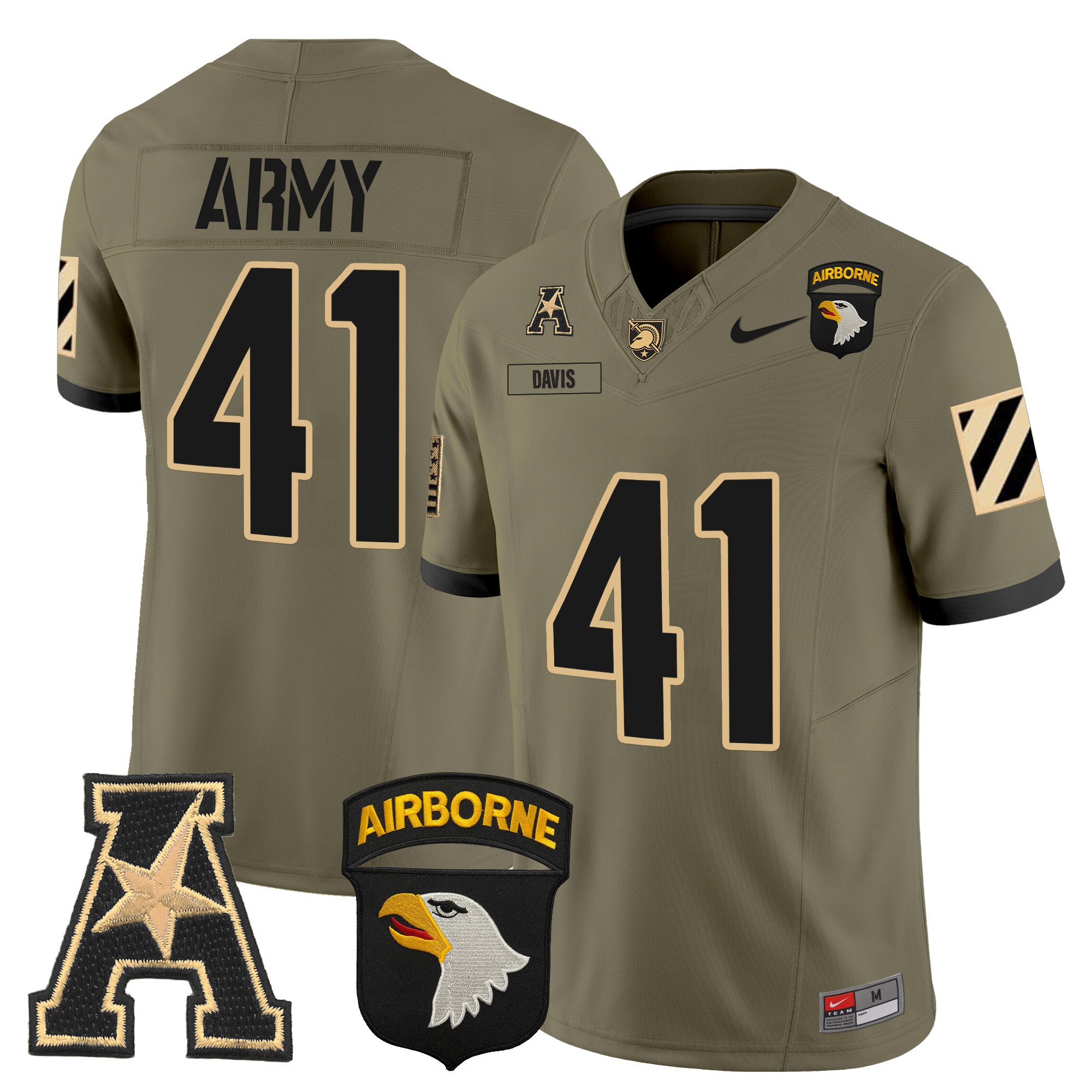 Men's Army Black Knights 101st Airborne Division Patch 2024 Vapor Limited Jersey V3 - All Stitched