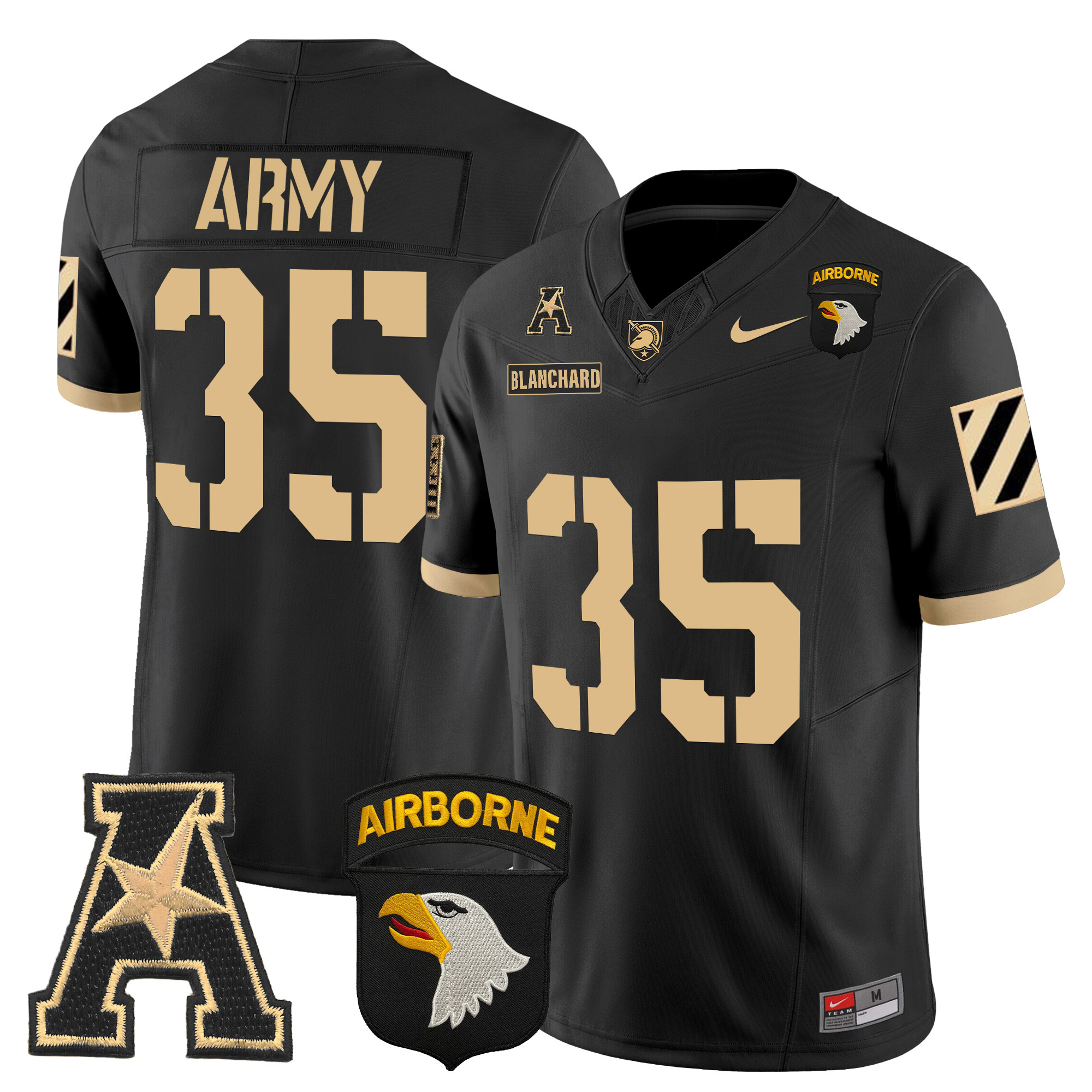 Men's Army Black Knights 101st Airborne Division Patch 2024 Vapor Limited Jersey V3 - All Stitched