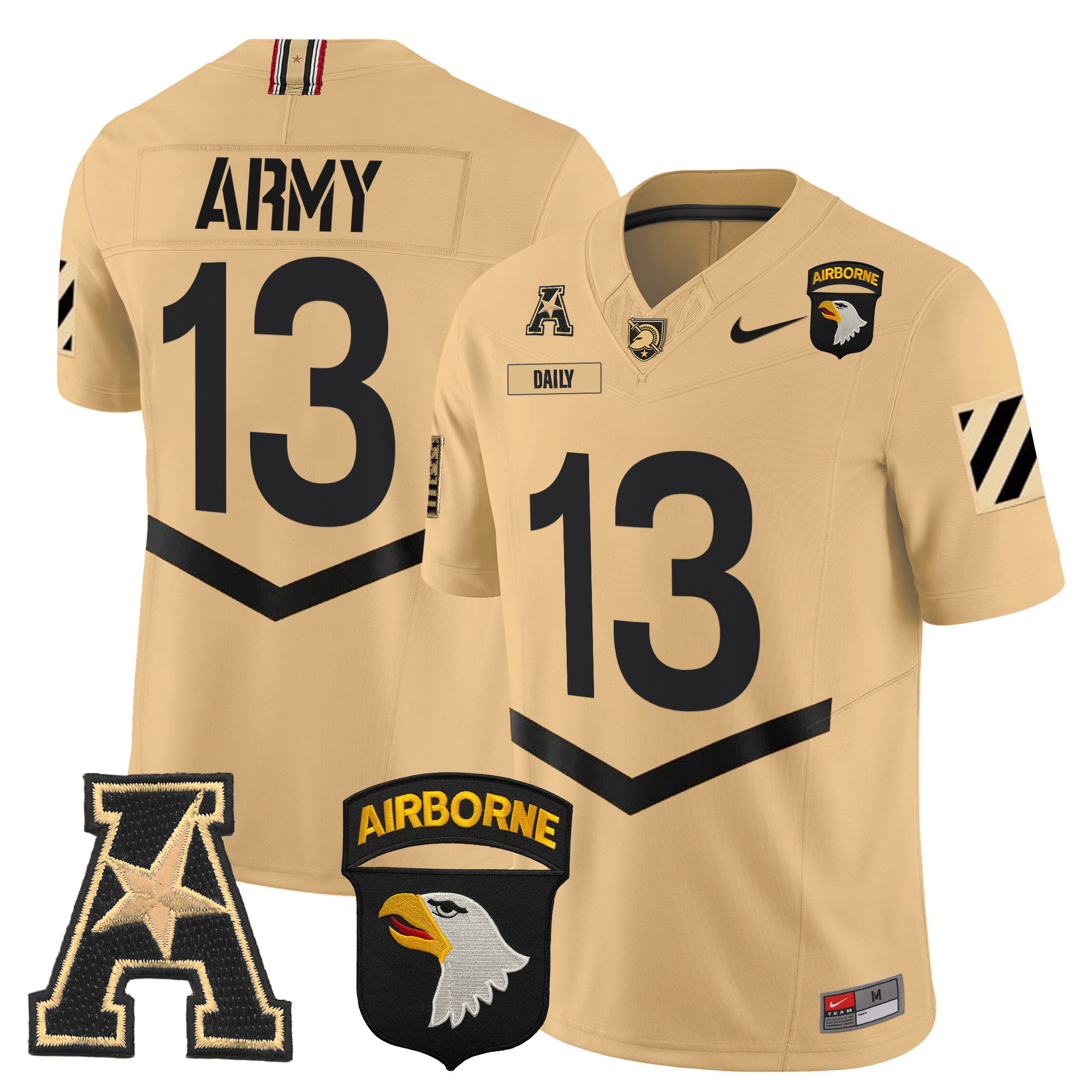 Men's Army Black Knights 101st Airborne Division Patch 2024 Vapor Limited Jersey V3 - All Stitched