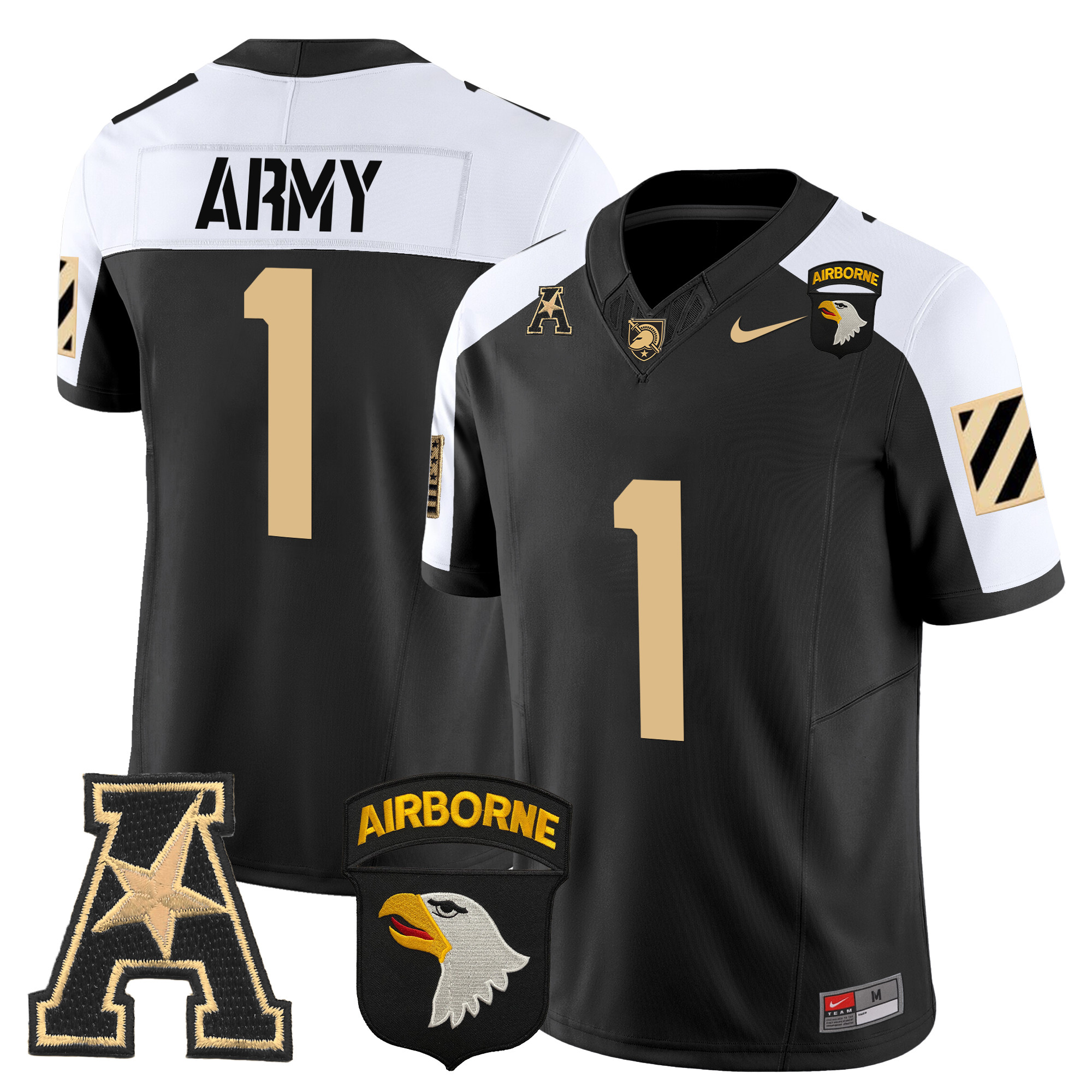 Men's Army Black Knights 101st Airborne Division Patch 2024 Vapor Limited Jersey V3 - All Stitched