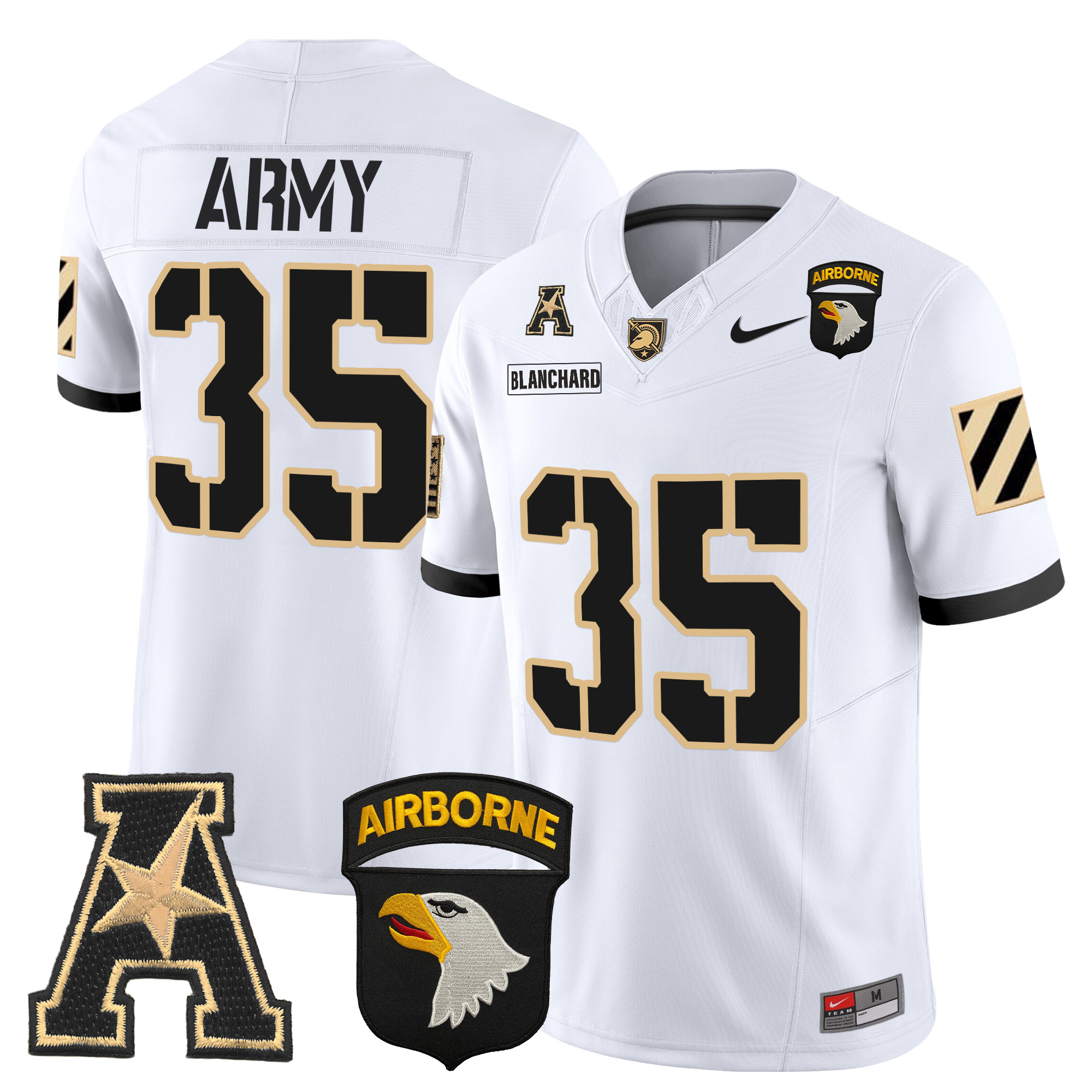 Men's Army Black Knights 101st Airborne Division Patch 2024 Vapor Limited Jersey V3 - All Stitched