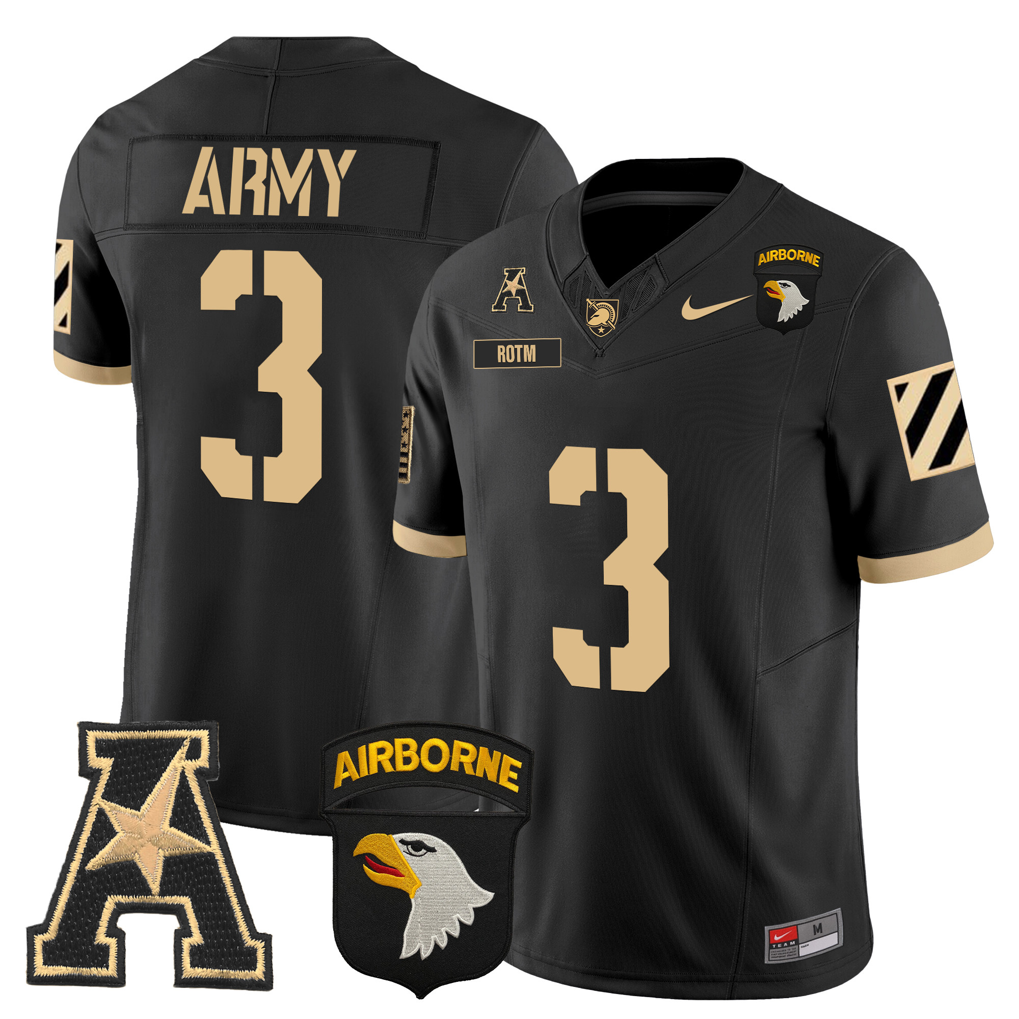 Men's Army Black Knights 101st Airborne Division Patch 2024 Vapor Limited Jersey V3 - All Stitched