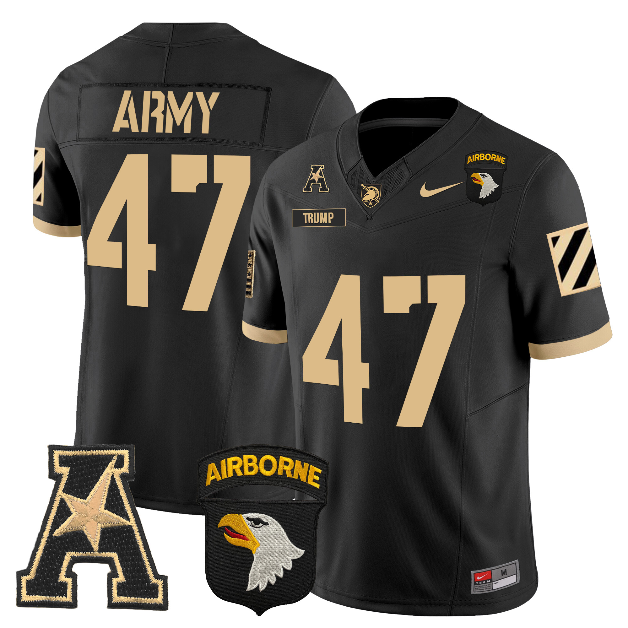 Men's Army Black Knights 101st Airborne Division Patch 2024 Vapor Limited Jersey V3 - All Stitched