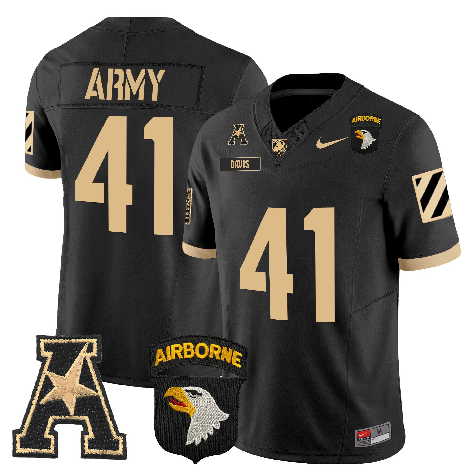 Men's Army Black Knights 101st Airborne Division Patch 2024 Vapor Limited Jersey V3 - All Stitched