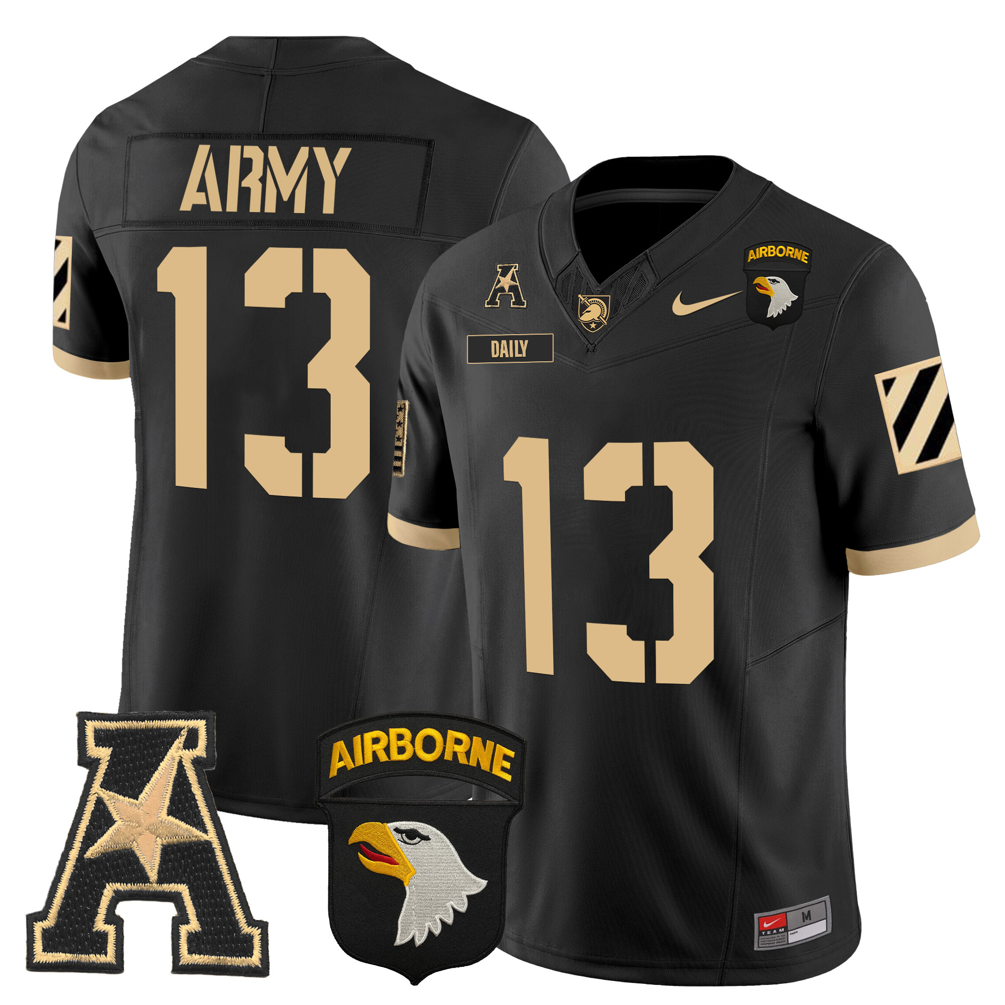 Men's Army Black Knights 101st Airborne Division Patch 2024 Vapor Limited Jersey V3 - All Stitched
