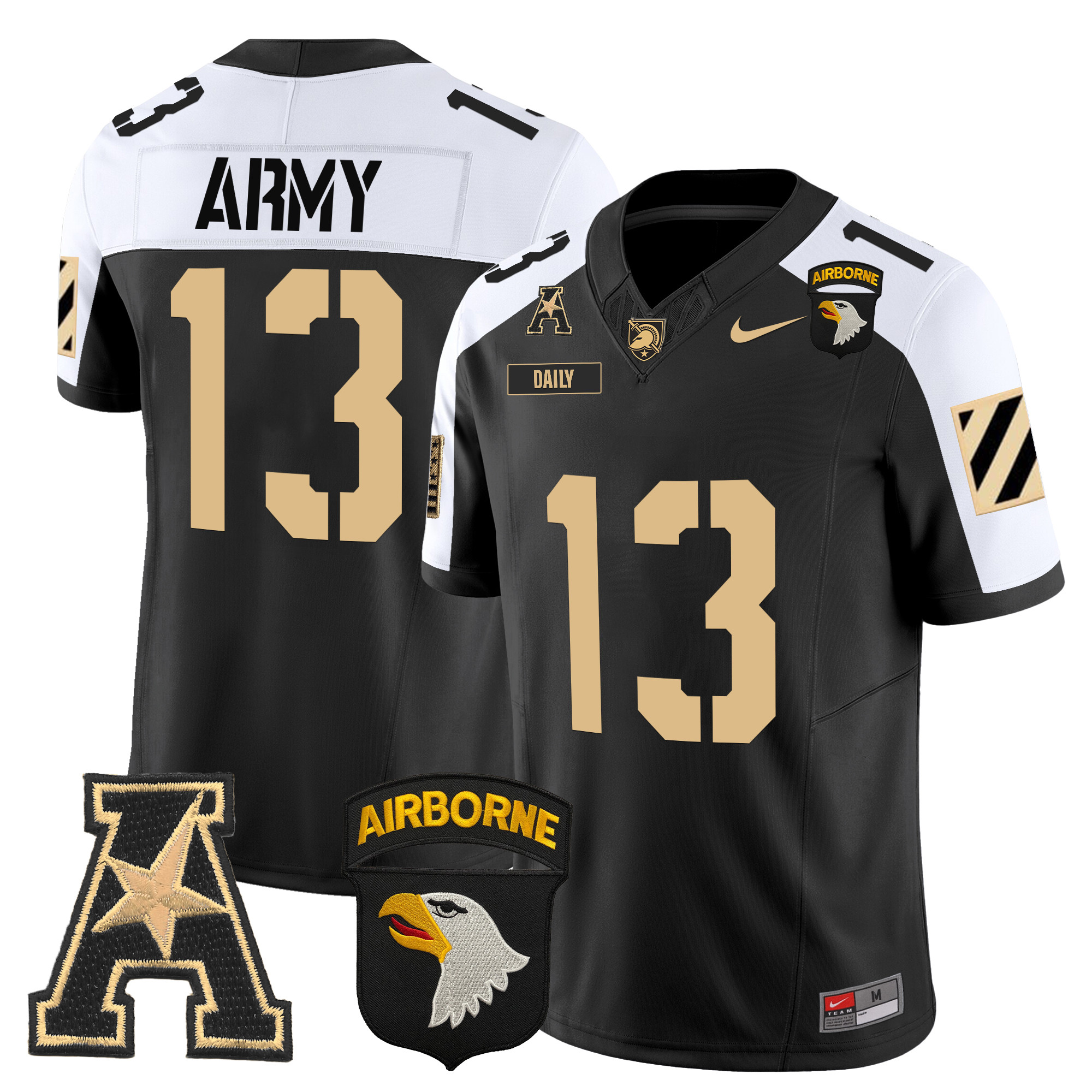 Men's Army Black Knights 101st Airborne Division Patch 2024 Vapor Limited Jersey V3 - All Stitched