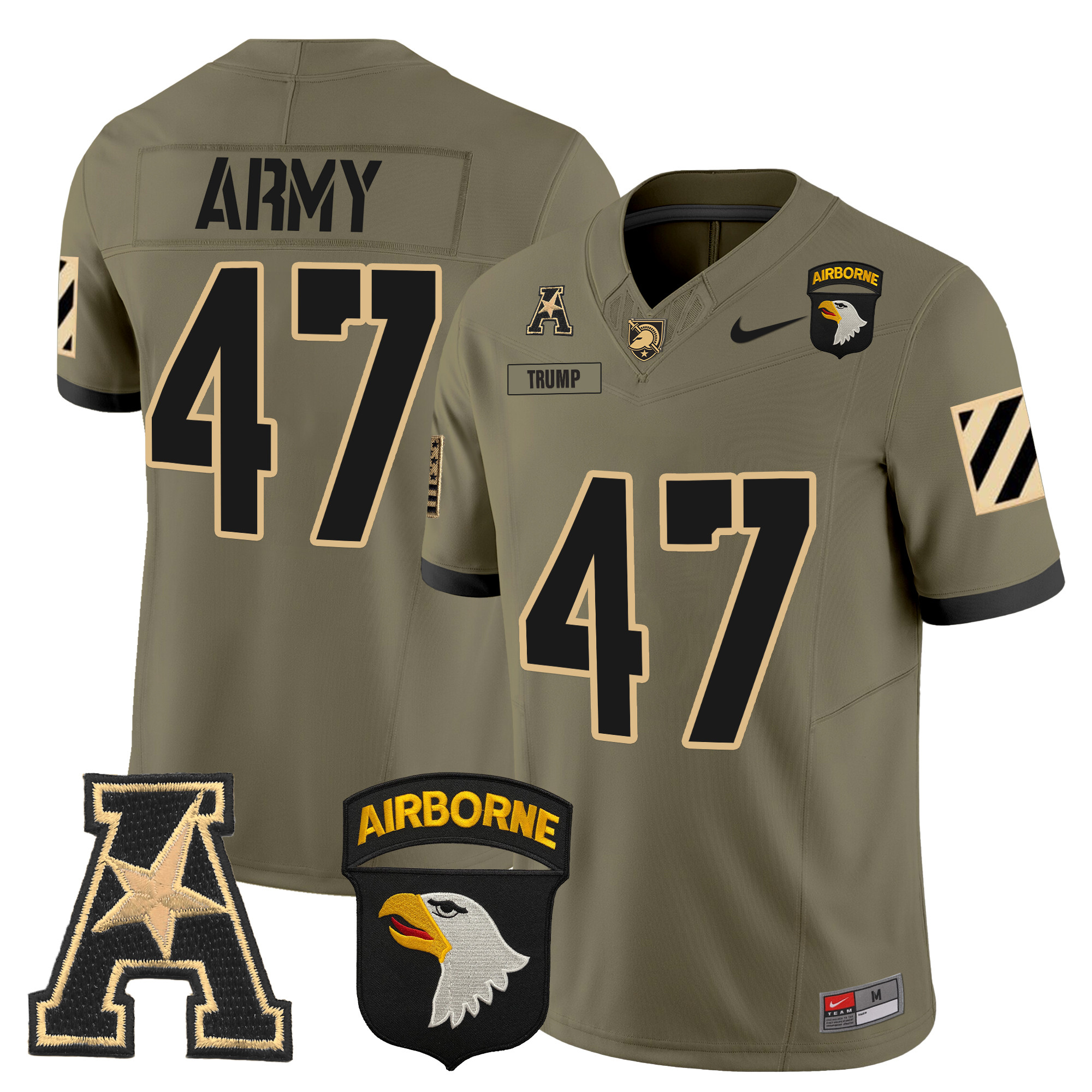 Men's Army Black Knights 101st Airborne Division Patch 2024 Vapor Limited Jersey V3 - All Stitched