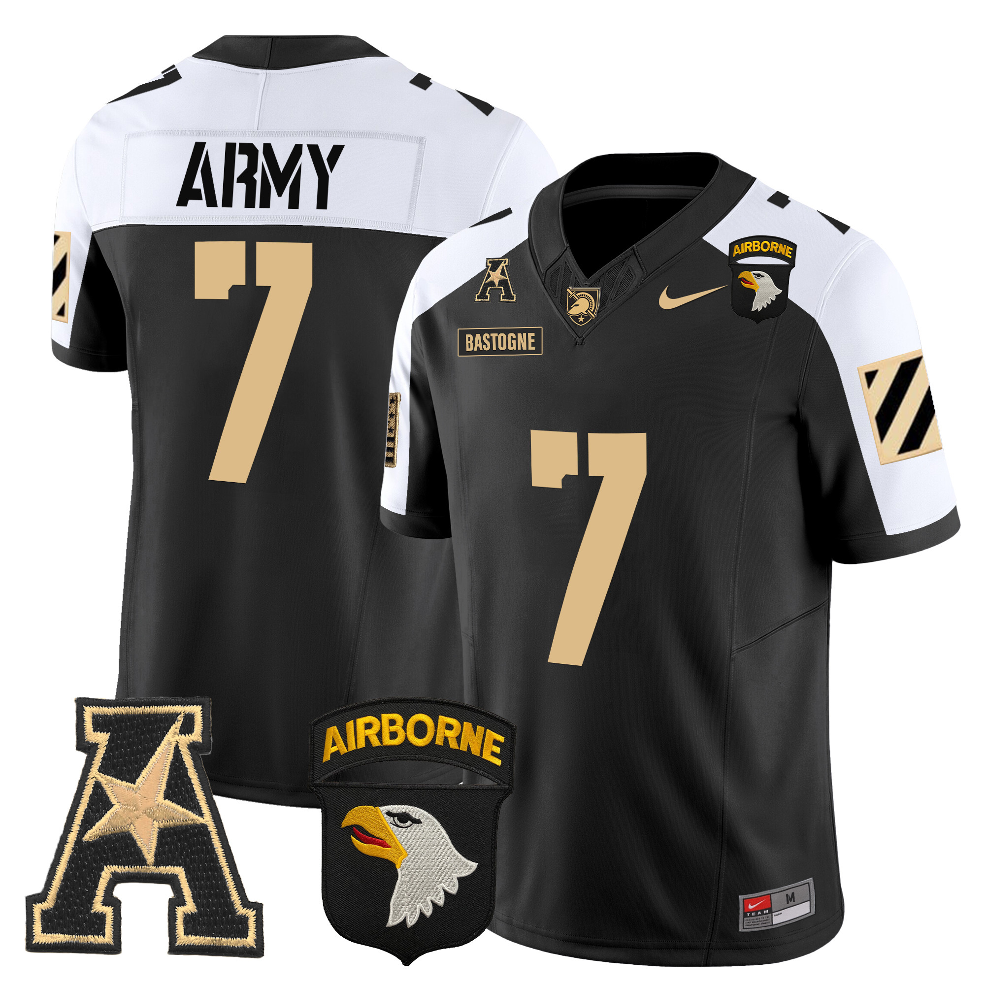 Men's Army Black Knights 101st Airborne Division Patch 2024 Vapor Limited Jersey V3 - All Stitched