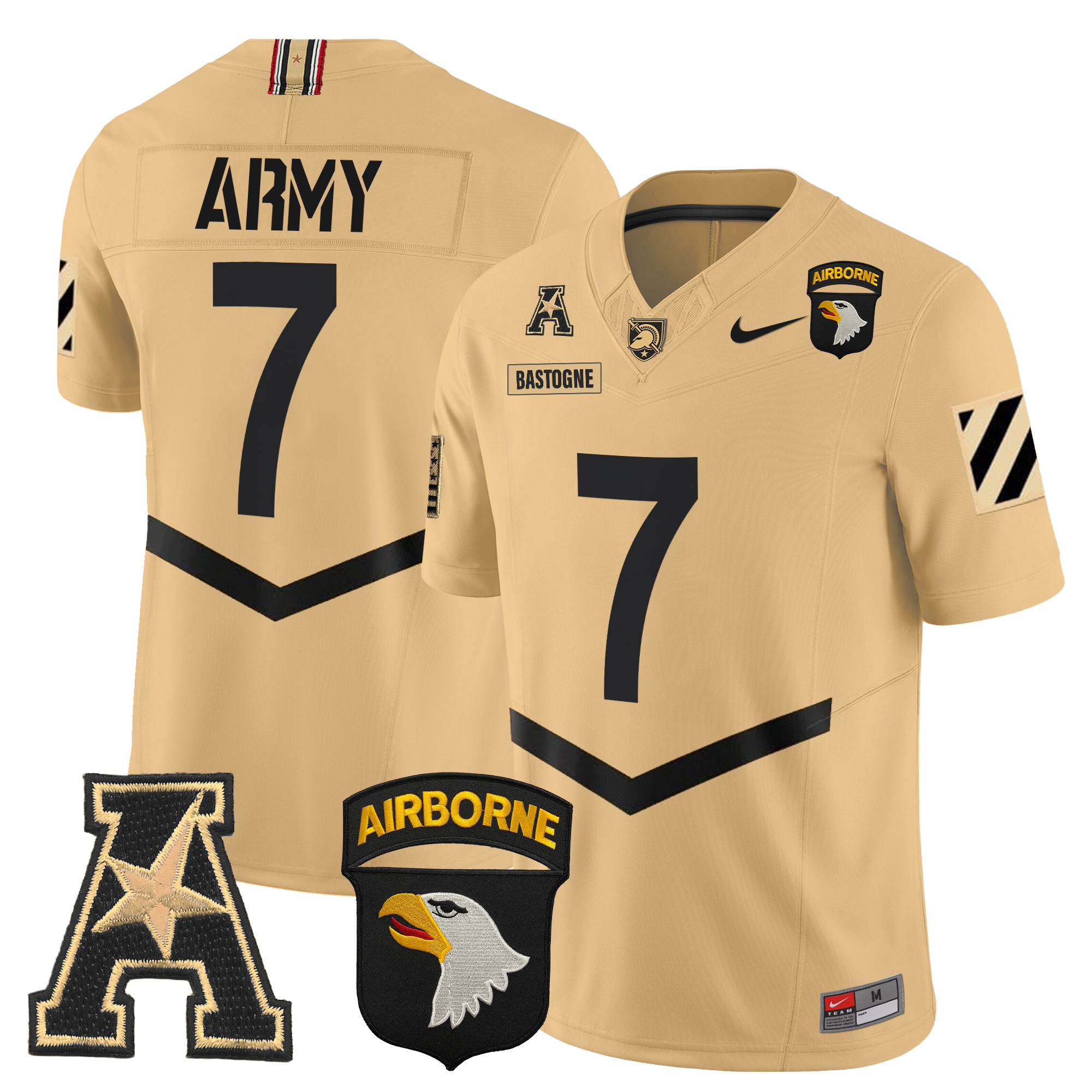 Men's Army Black Knights 101st Airborne Division Patch 2024 Vapor Limited Jersey V3 - All Stitched