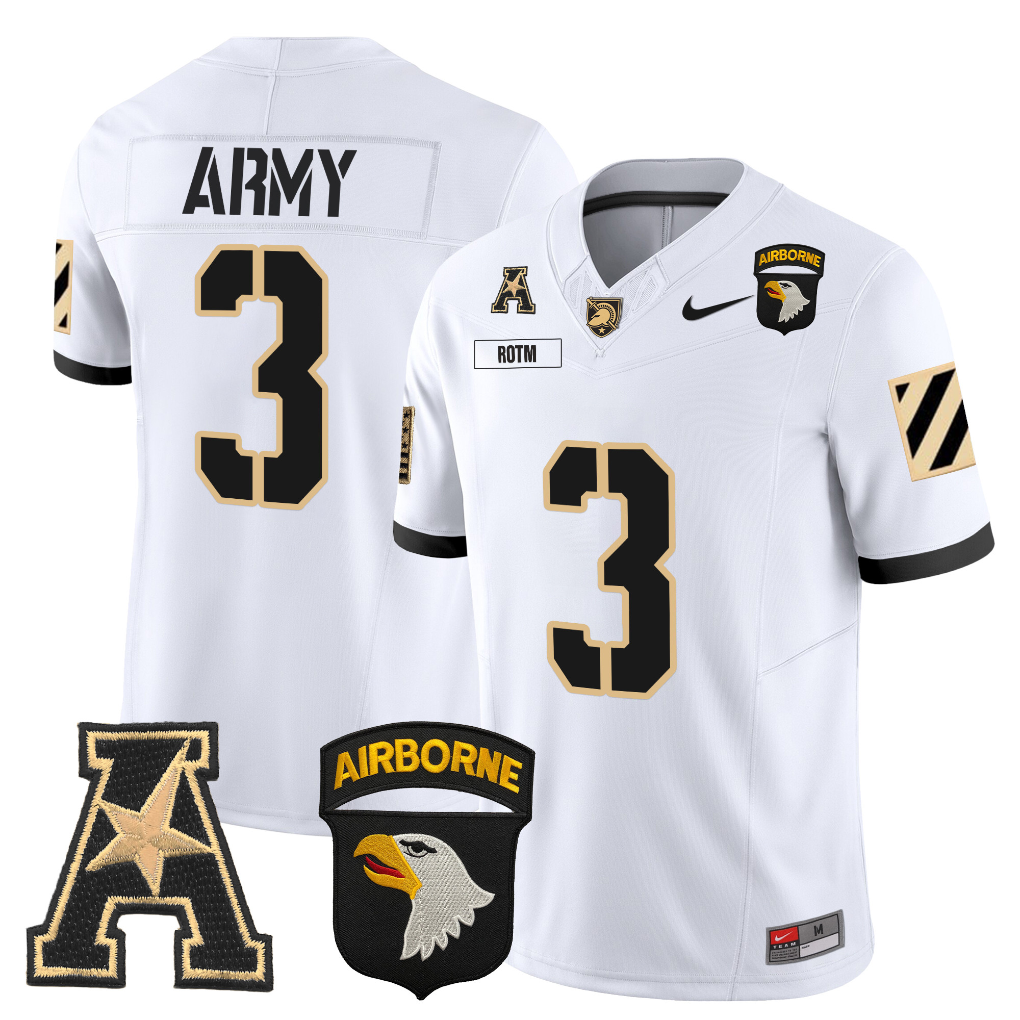 Men's Army Black Knights 101st Airborne Division Patch 2024 Vapor Limited Jersey V3 - All Stitched