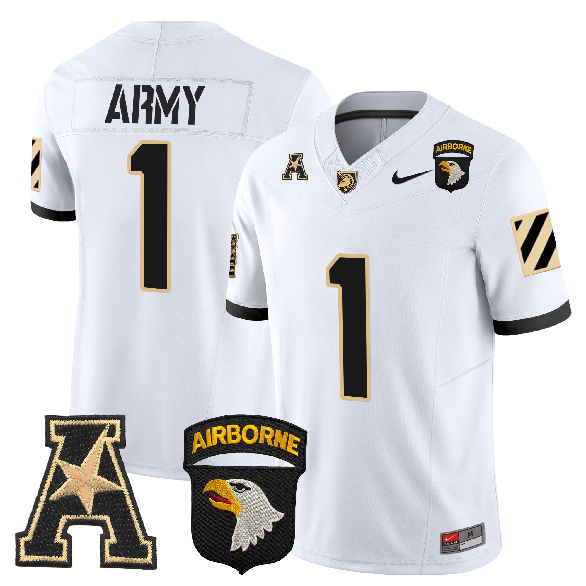 Men's Army Black Knights 101st Airborne Division Patch 2024 Vapor Limited Jersey V3 - All Stitched