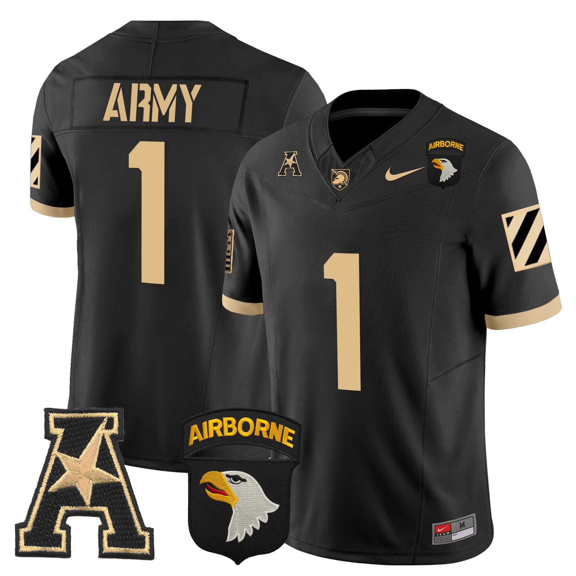 Men's Army Black Knights 101st Airborne Division Patch 2024 Vapor Limited Jersey V3 - All Stitched