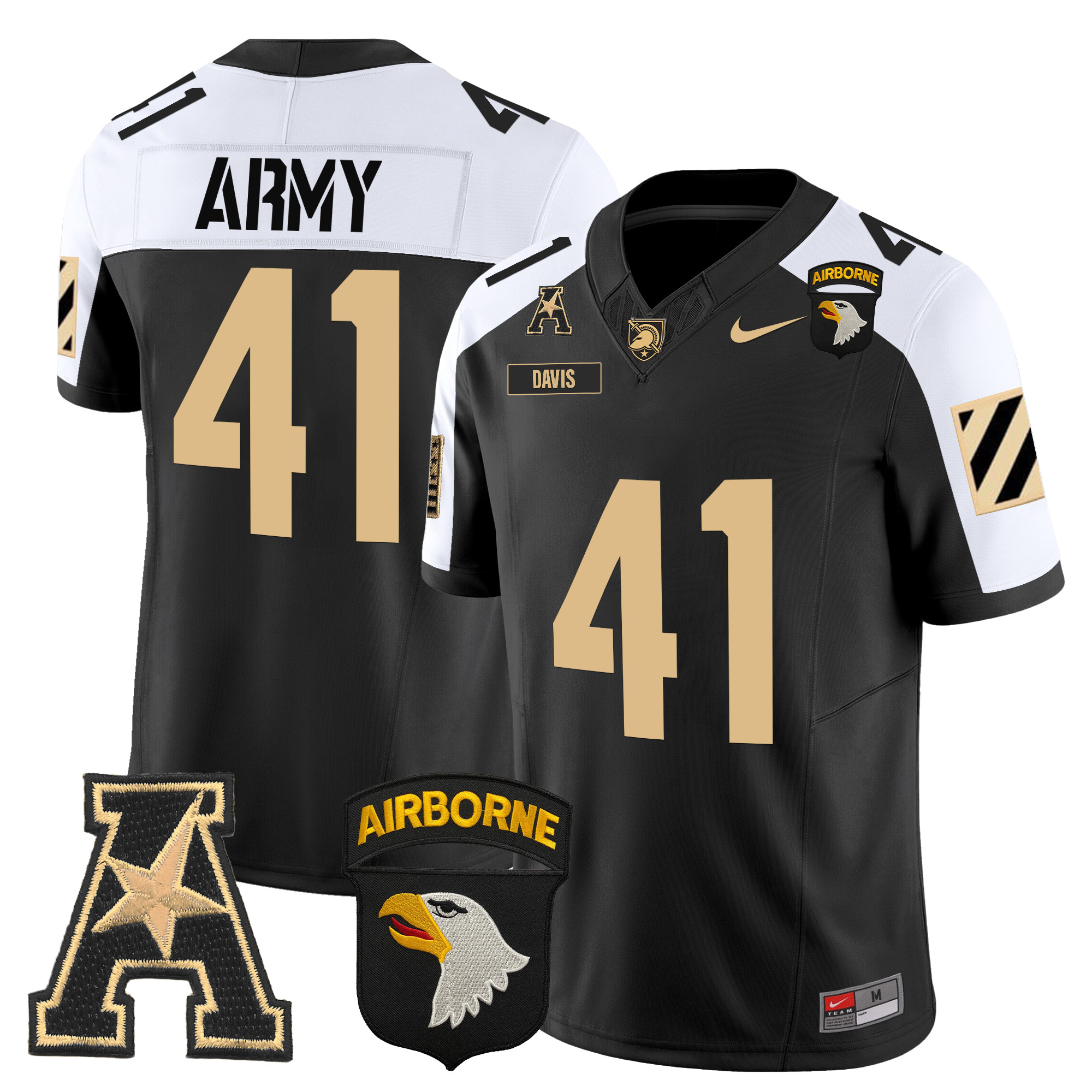 Men's Army Black Knights 101st Airborne Division Patch 2024 Vapor Limited Jersey V3 - All Stitched