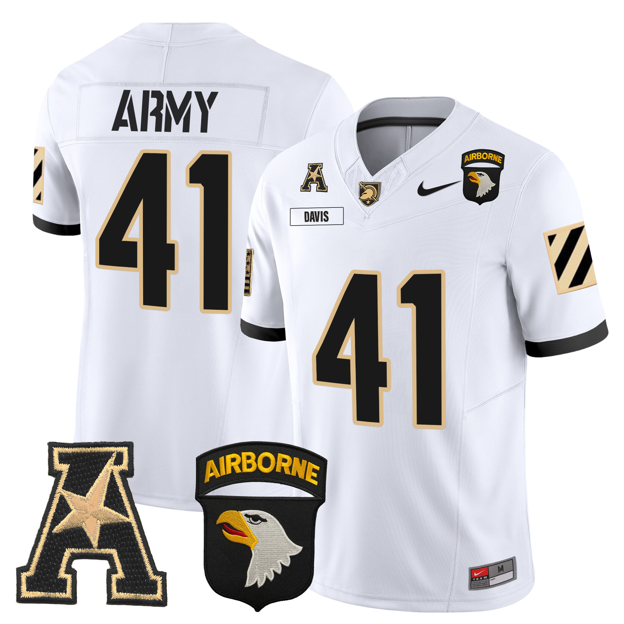 Men's Army Black Knights 101st Airborne Division Patch 2024 Vapor Limited Jersey V3 - All Stitched